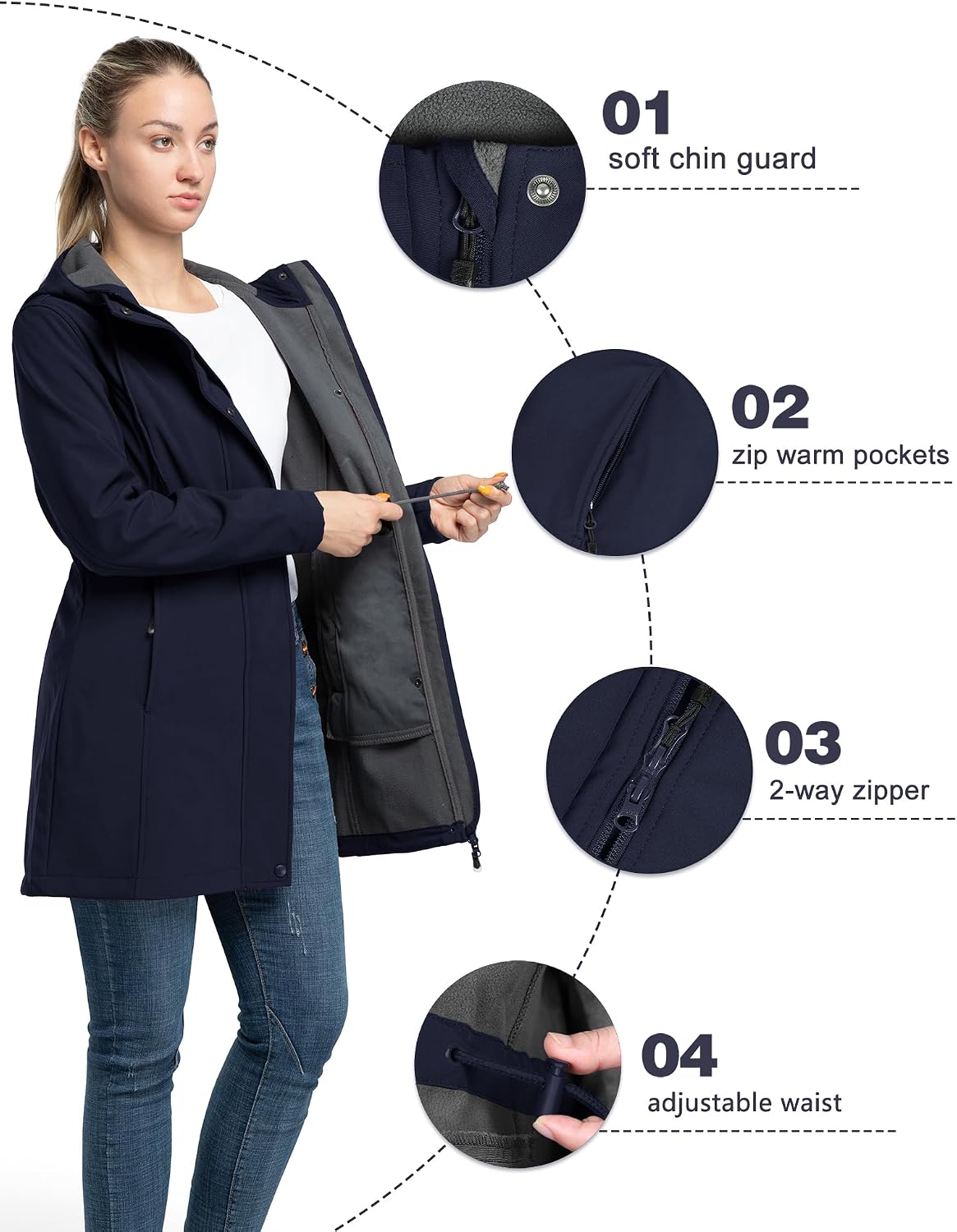 Detalle de 33,000ft Damen Softshell Regenjacke mit 8000MM