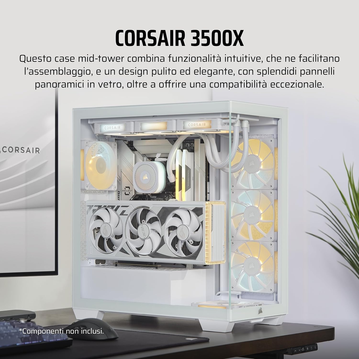 Detalle 2 de Corsair 3500X Mid‑Tower ATX con vetro panoramico