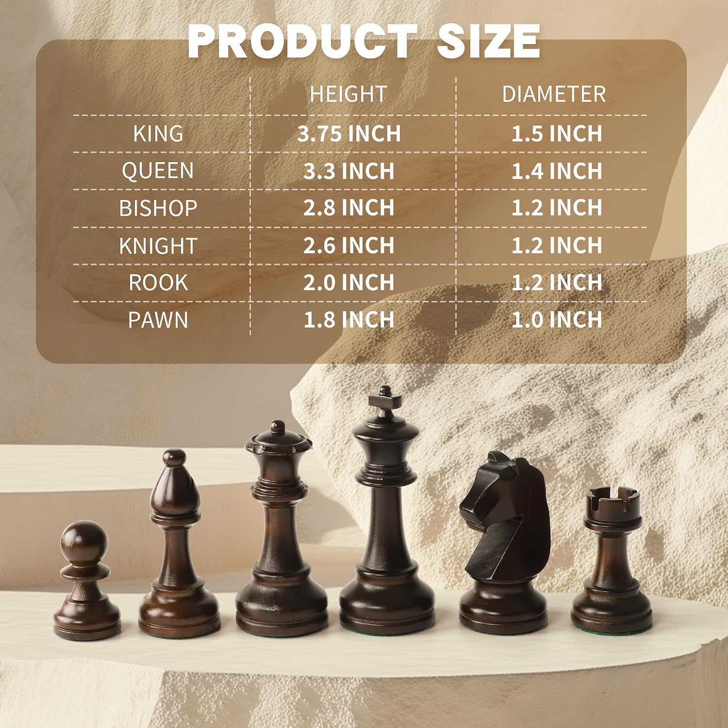 Detalle 2 de Schachfiguren Set 32 Turnierfiguren König 9,5 cm