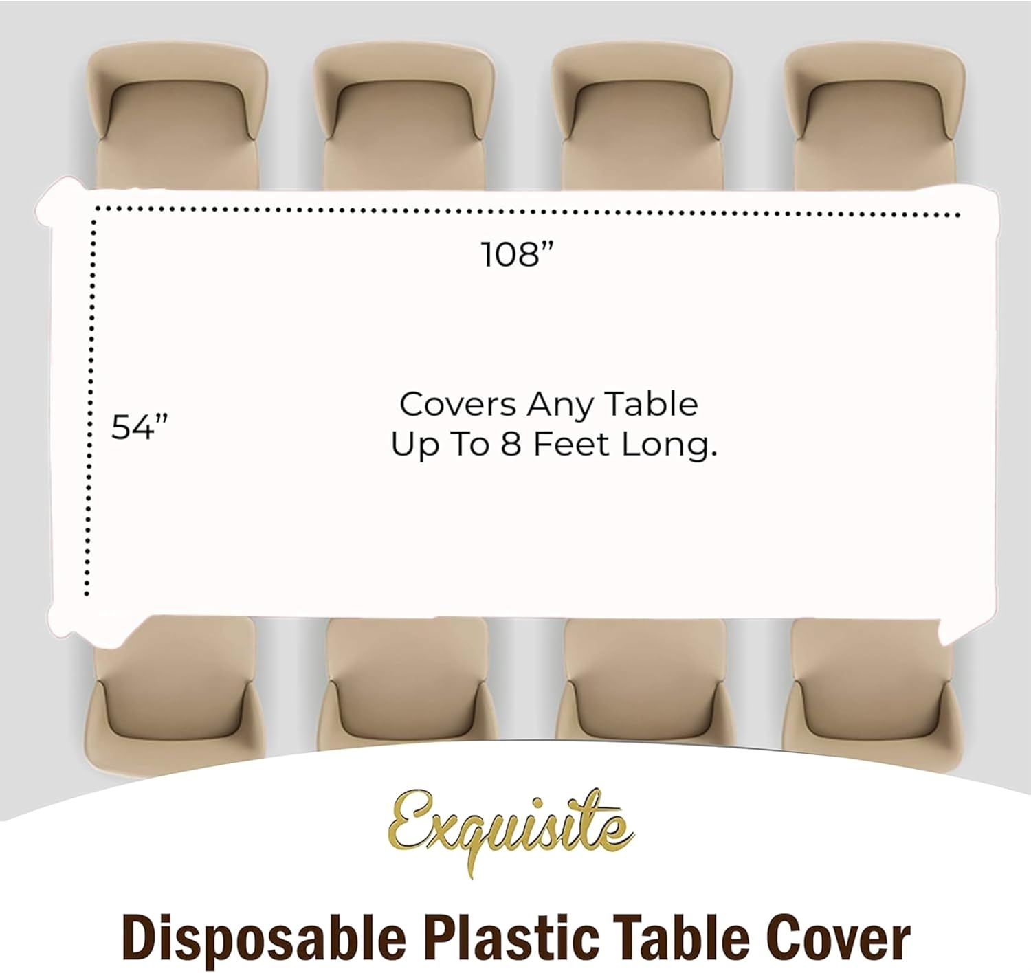 Detalle 2 de Exquisite 12-Pack White Plastic Tablecloths (54x108 Rectangular) Value Pack