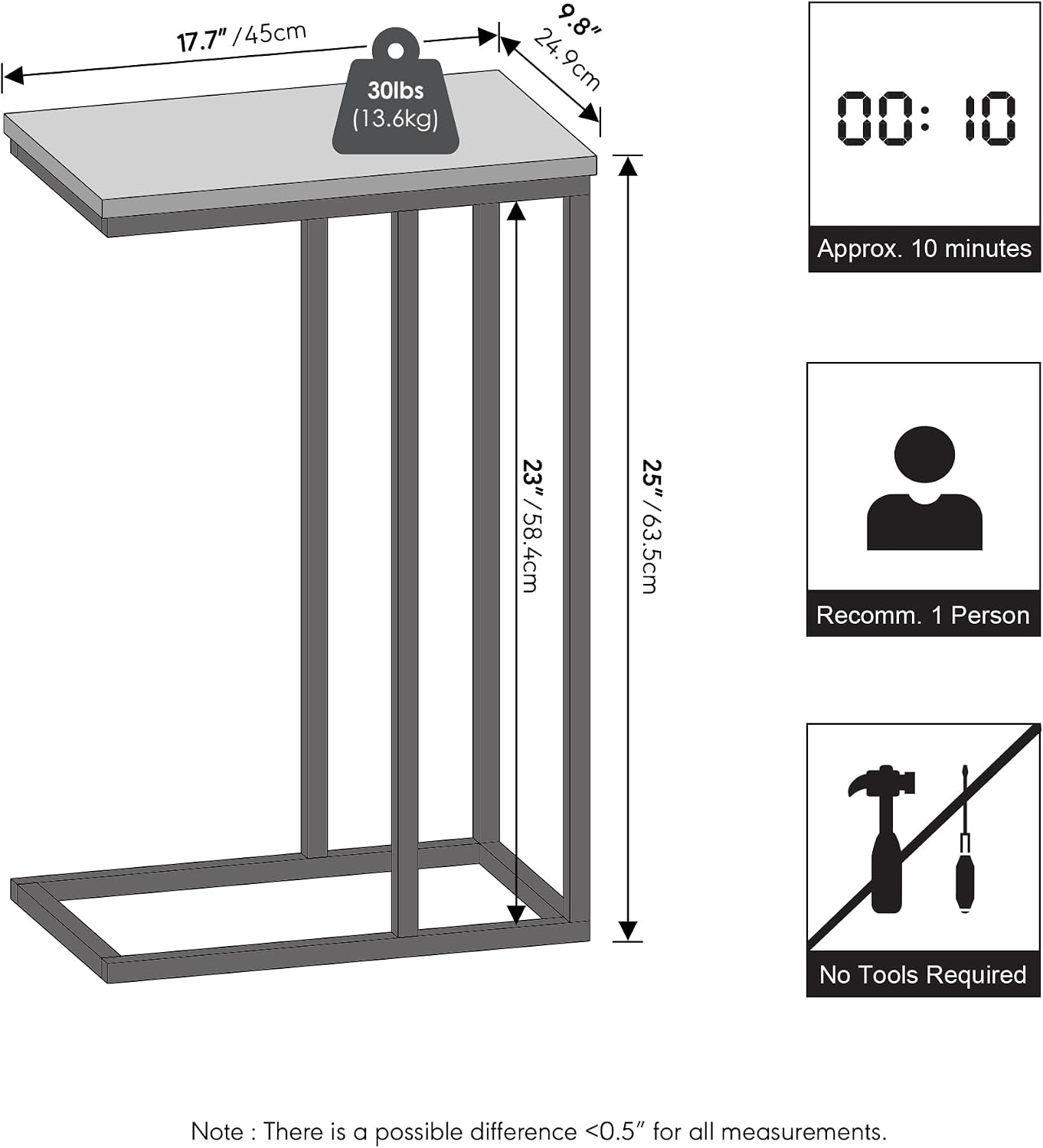 Detalle de Furinno C-Shape Side Table CAMNUS