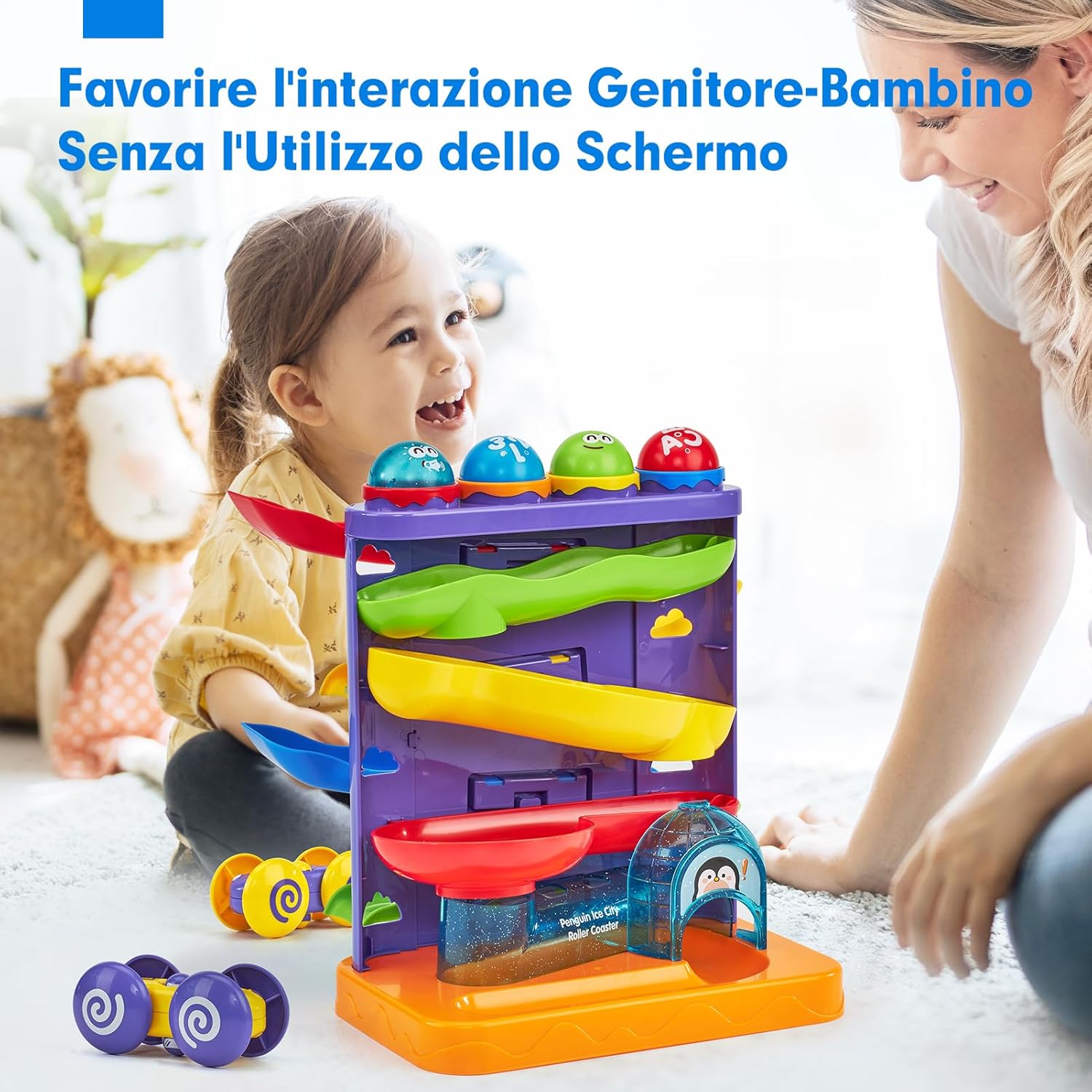 Thumbnail 4 de hahaland Giochi Bambini 1 Anno (Maschio) – Set 2 in 1 Palla Giocattolo con Rampa per Auto Pista