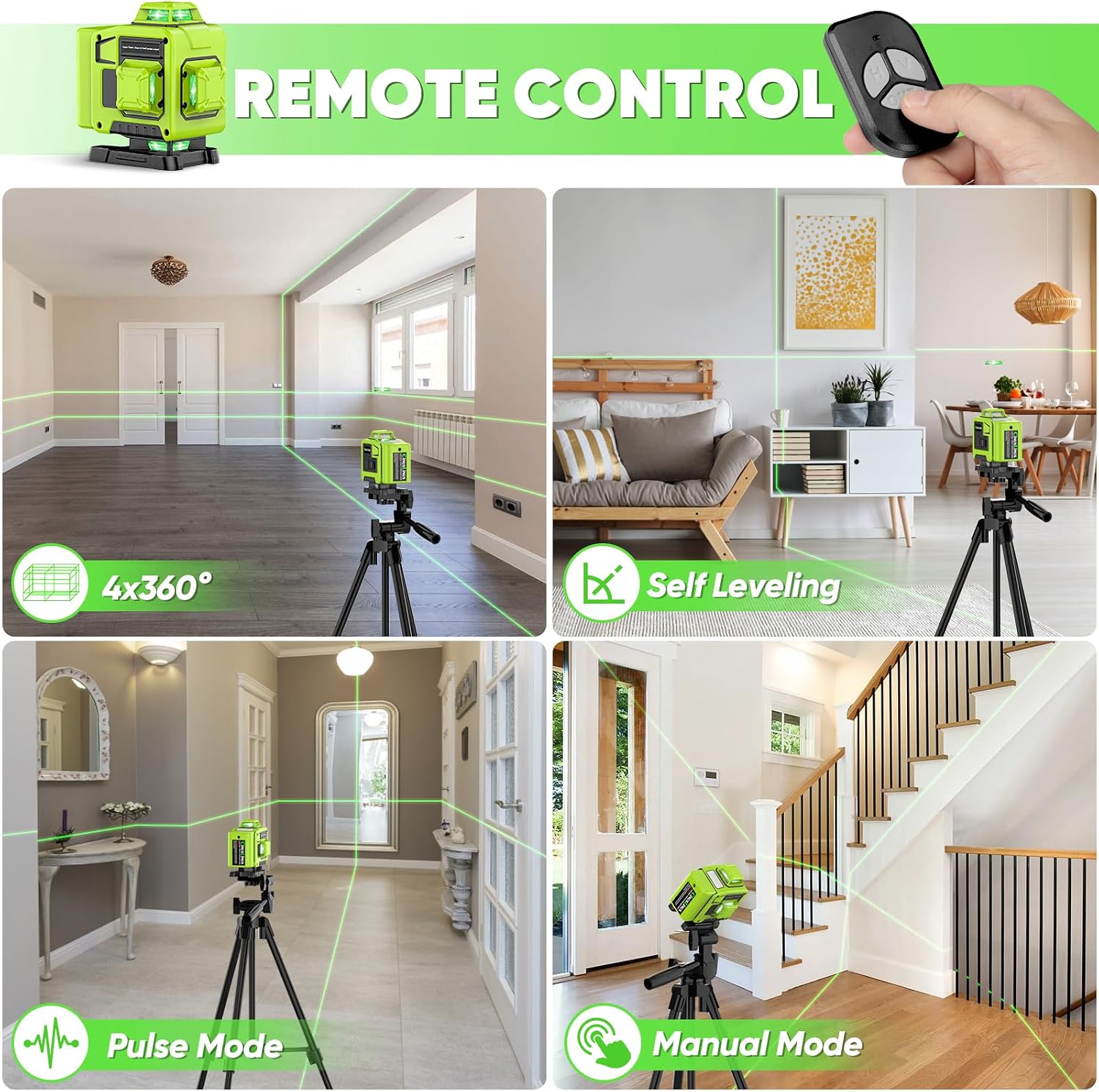 Thumbnail 6 de CinusLinus 360-12 4×360° Green Laser Level with Tripod, Self-Leveling