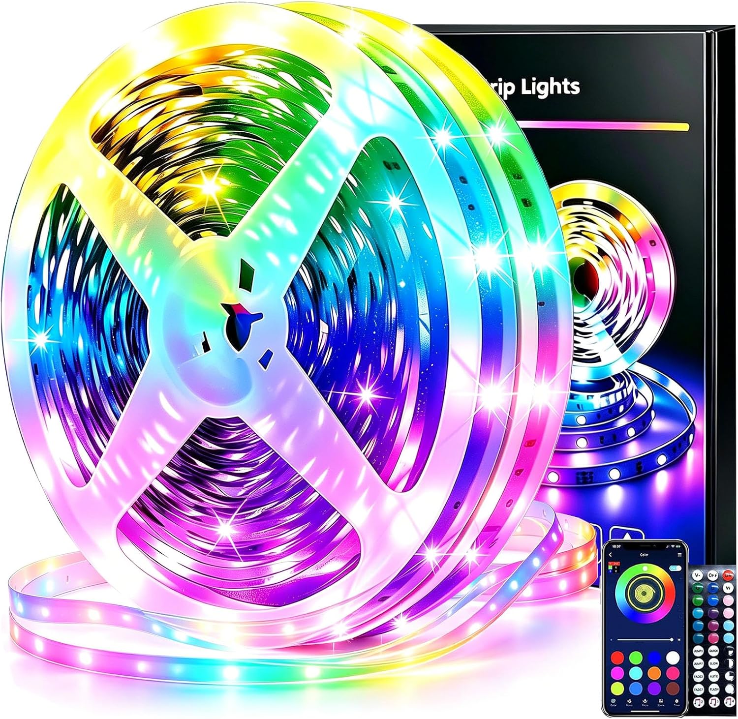 Detalle de Reemeer R-222 LED Strip Lights, 100 ft, Music Sync, App and Remote