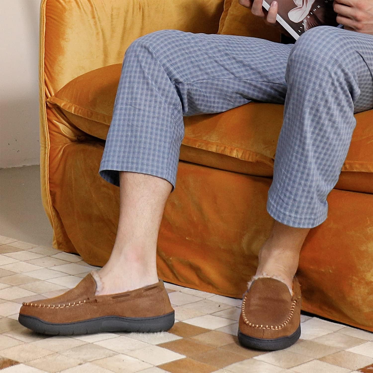 Detalle 2 de Zigzagger Men's Moccasin Slippers memory foam loafers 👞