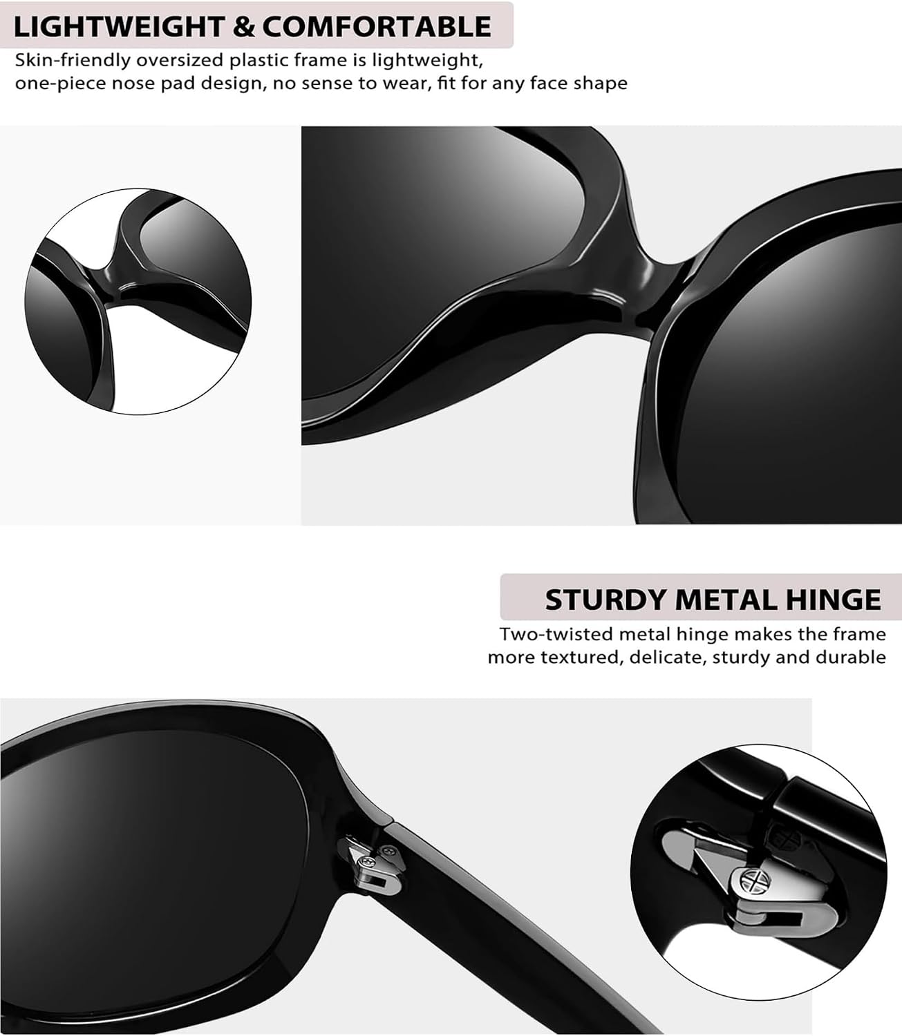 Detalle de Joopin Oversized Sunglasses Plastic Frames