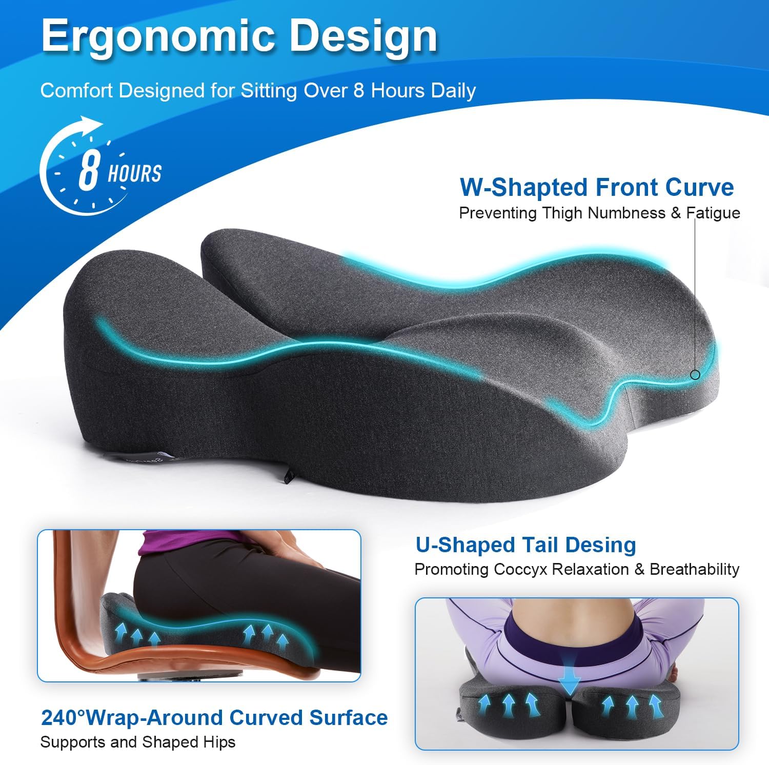 Detalle 2 de Seat Cushion Memory Foam 19in for Office Chair