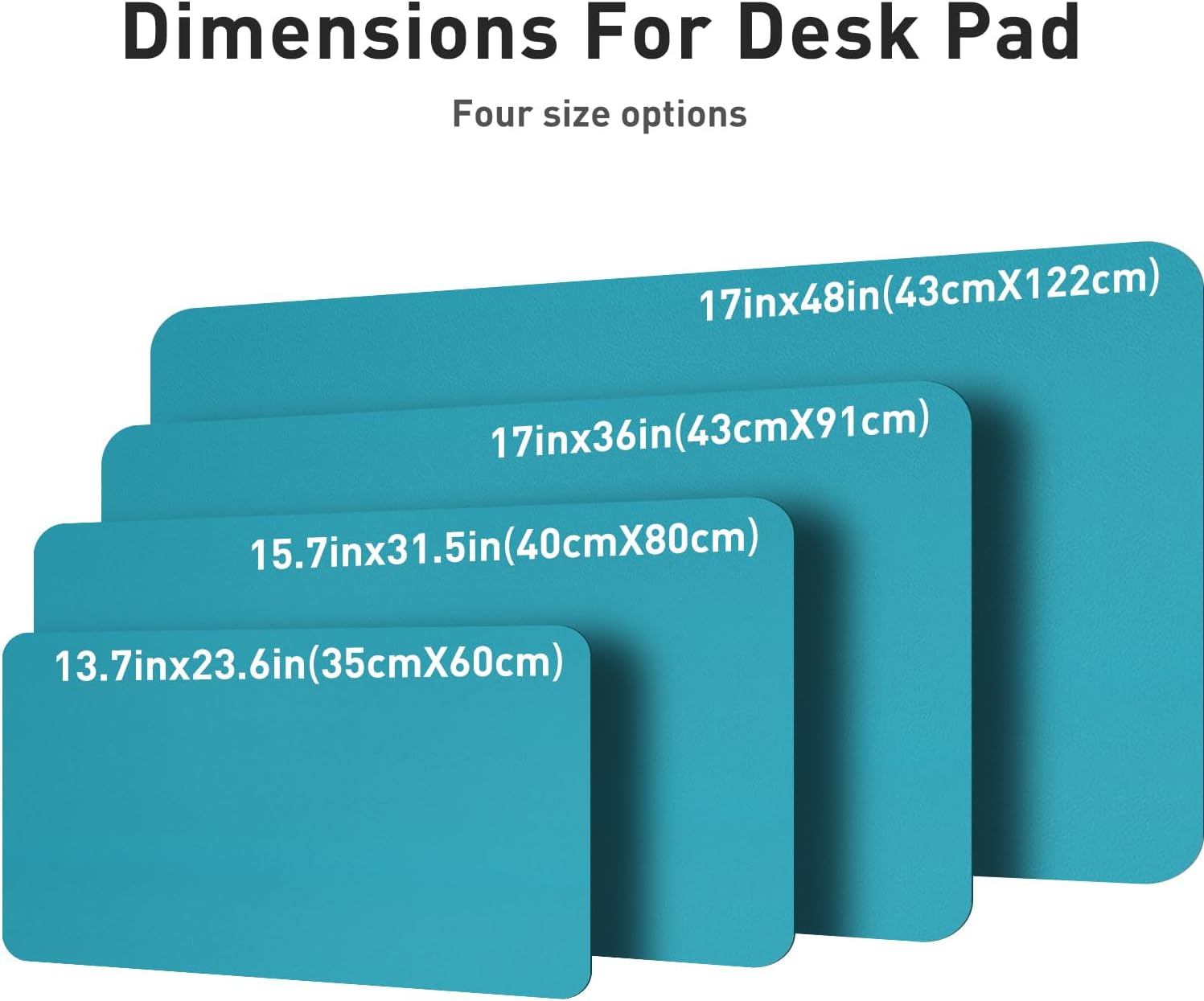 Thumbnail 3 de Aothia Office Desk Mat 80x40 cm – Waterproof PU Leather, Non-Slip Turquoise Blue
