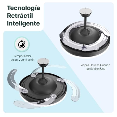 Detalle 2 de Ventilador de Techo LED con Aspas Retráctiles y Control Remoto de LEDUNI (66W)