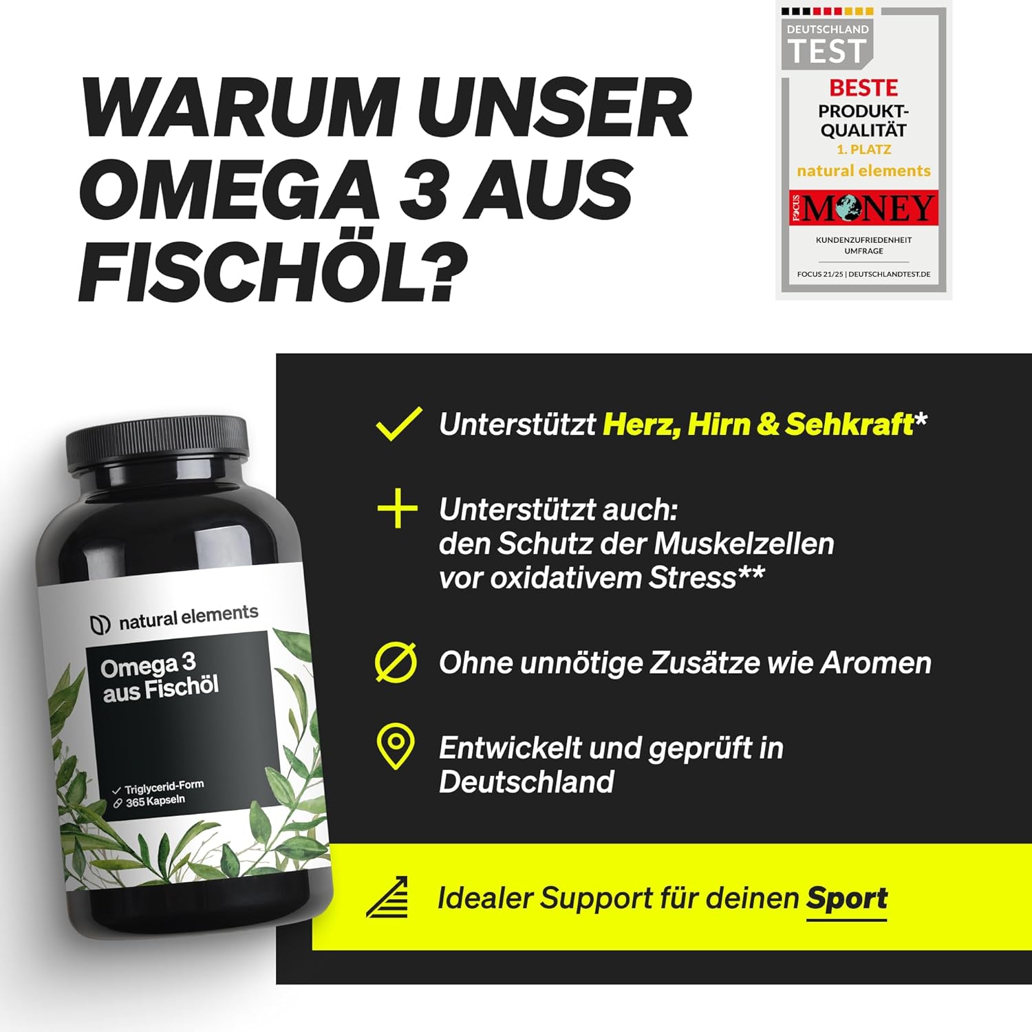 Detalle de natural elements Omega 3 365 Kapseln 2000 mg Omega‑3