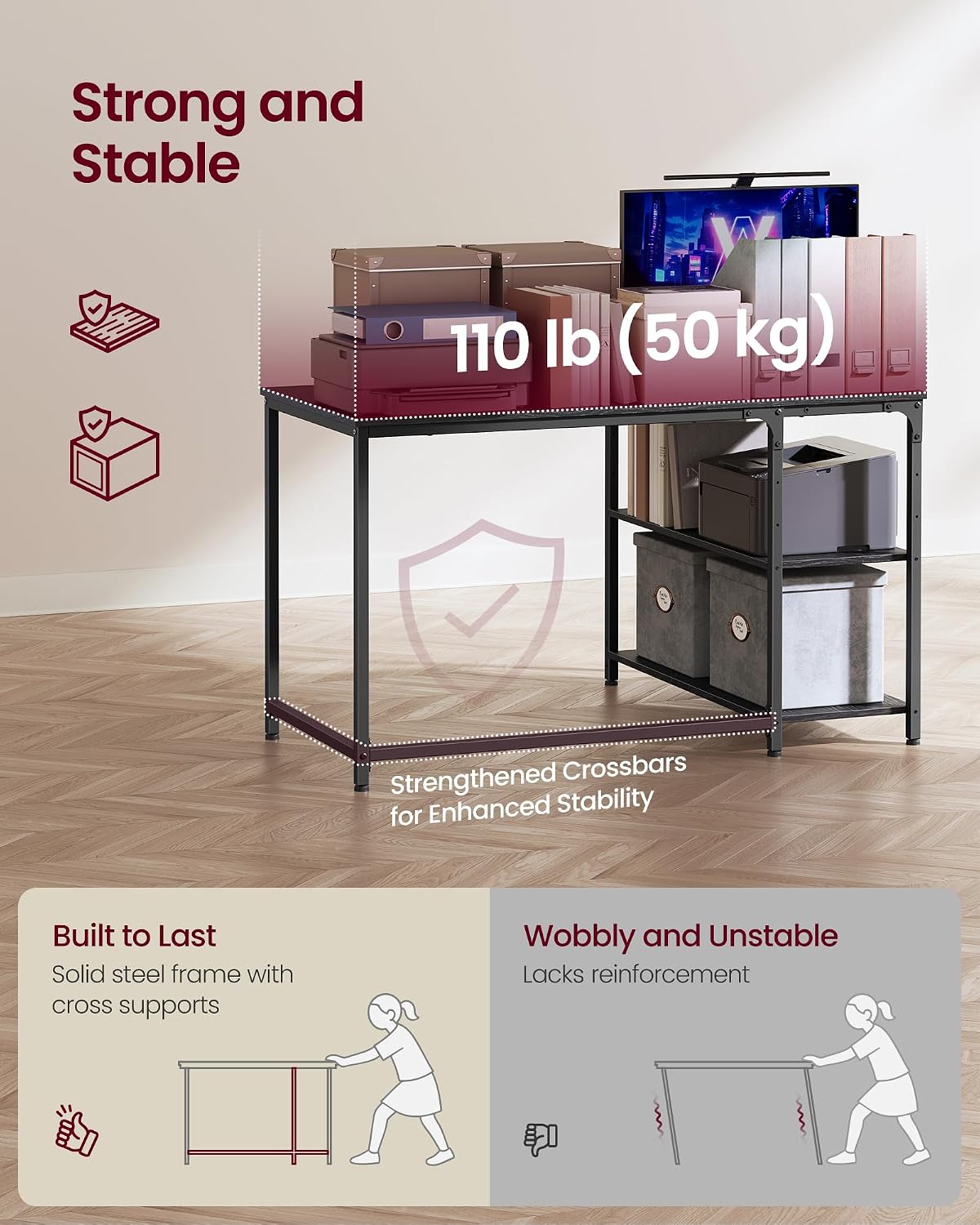 Thumbnail 5 de VASAGLE L Shaped Corner Desk 120x80 cm