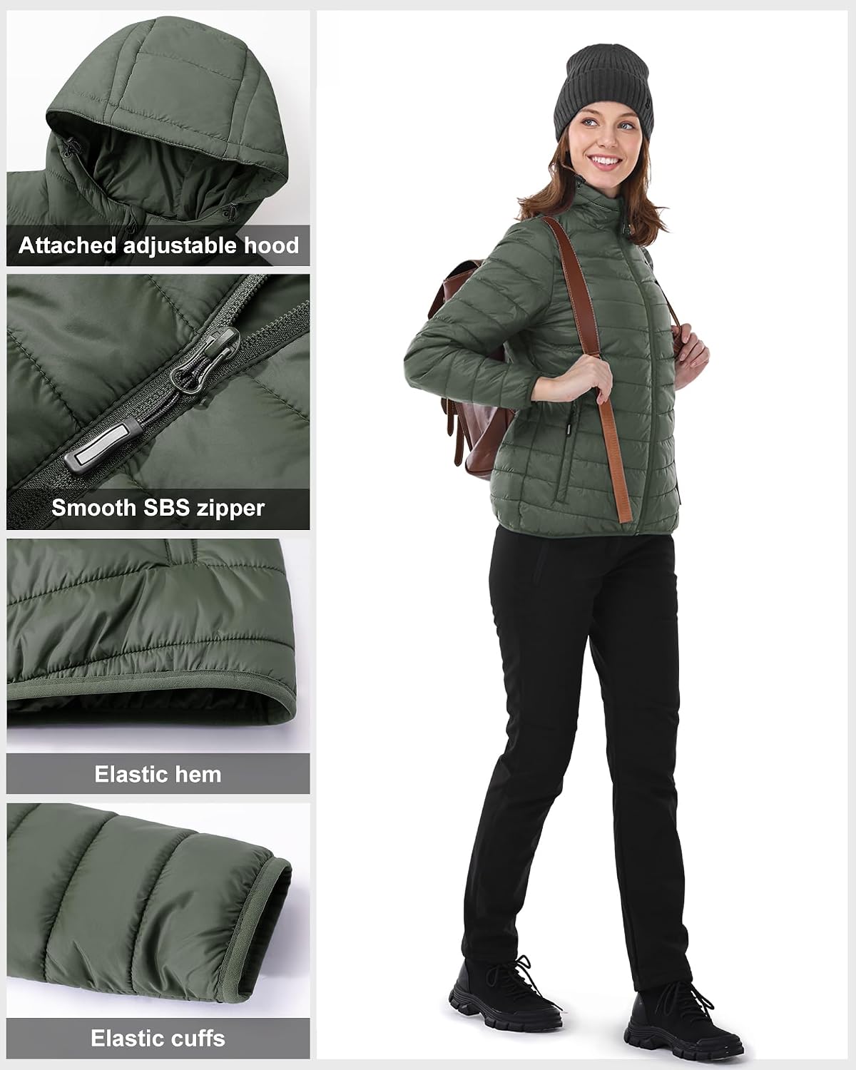 Thumbnail 3 de Outdoor Ventures Women's Winter Lightweight Puffer Jacket with Hood – Packable, Warm and Versatile