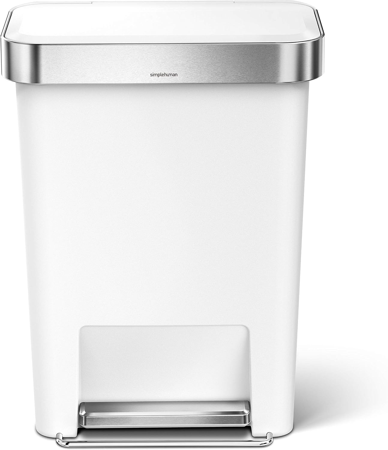 Detalle de simplehuman CW1387CB – biały prostokątny kosz pedałowy 45 l z kieszenią na wkłady