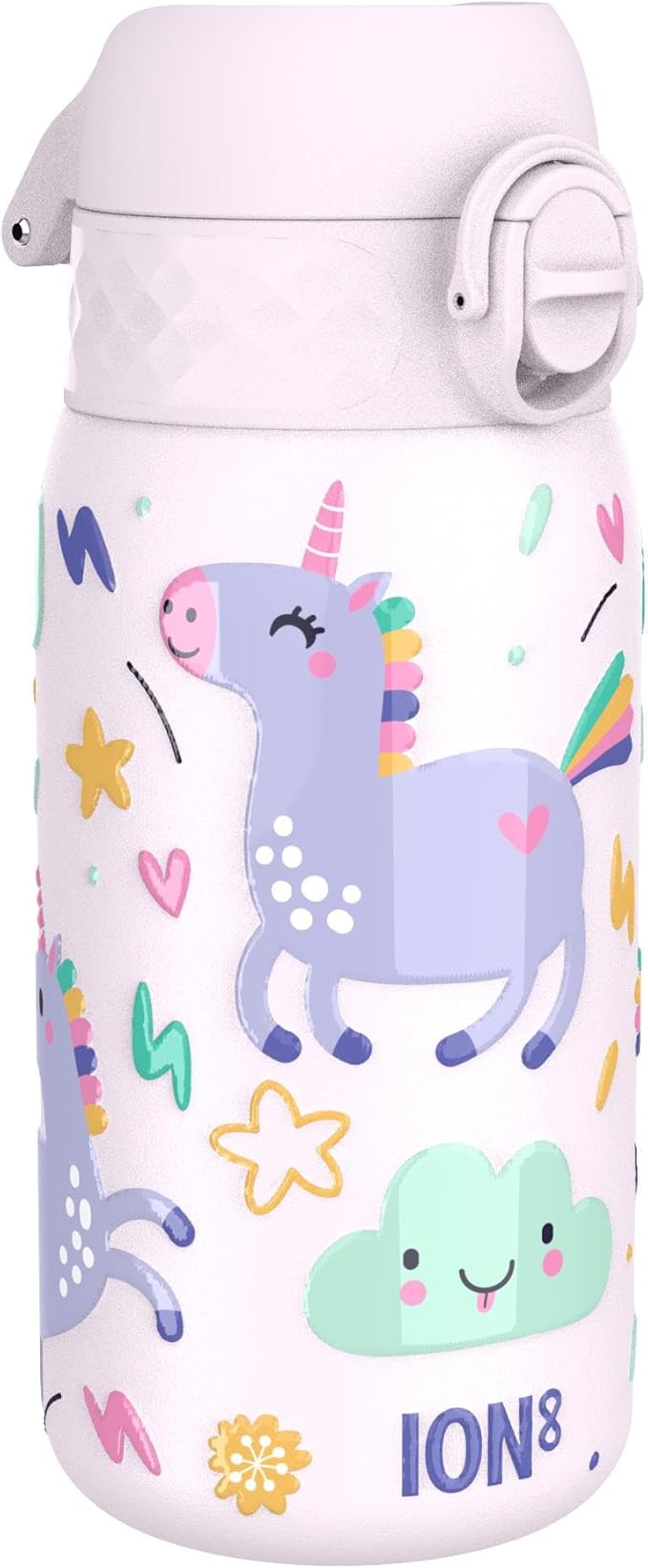Detalle de ion8 Botella Infantil Inox Rosa 🦄 400ml Sin Aislamiento