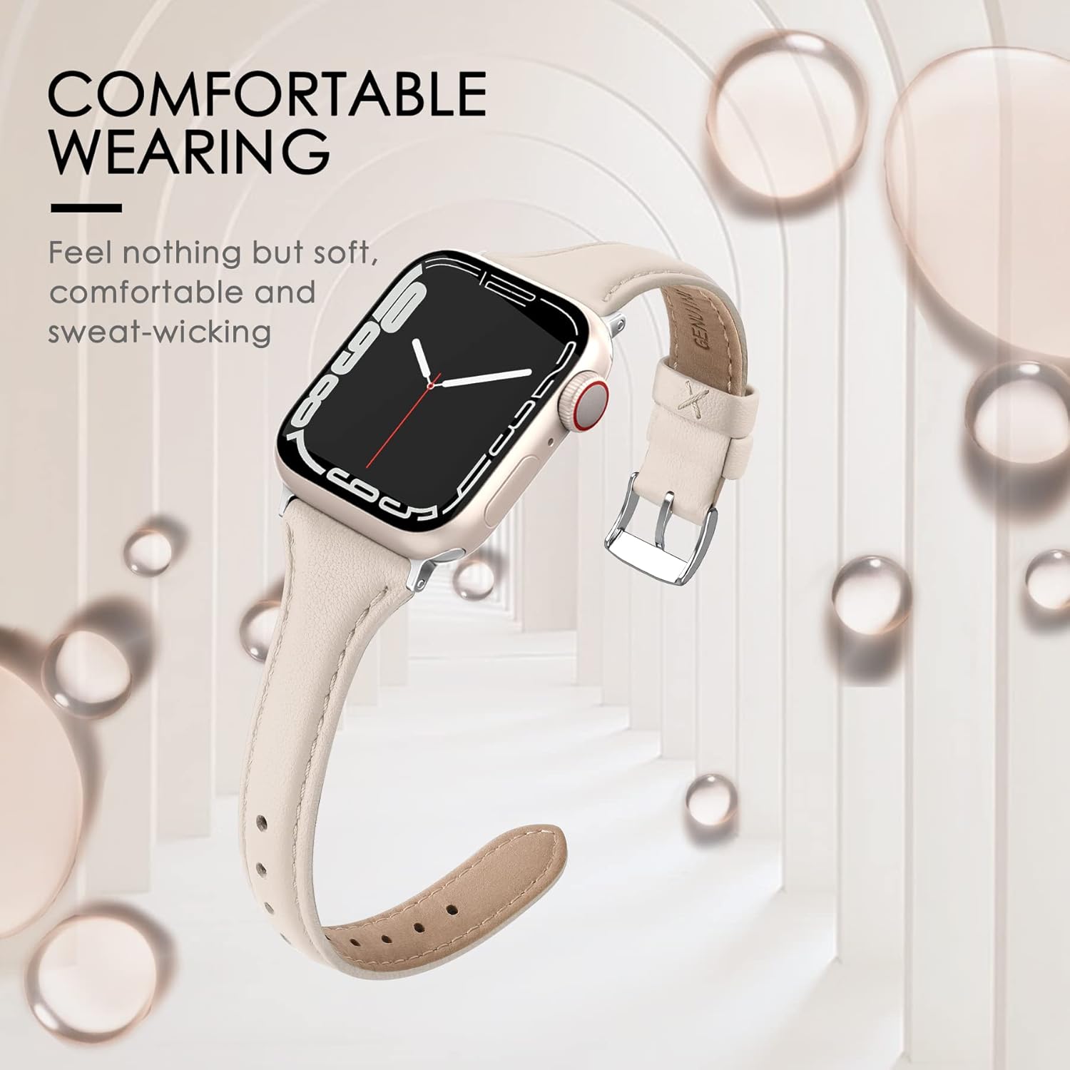 Thumbnail 3 de Tuocal genuine leather strap for Apple Watch (38/40/41/42mm) – Series 10 and SE Sport Edition (soft elegant replacement)