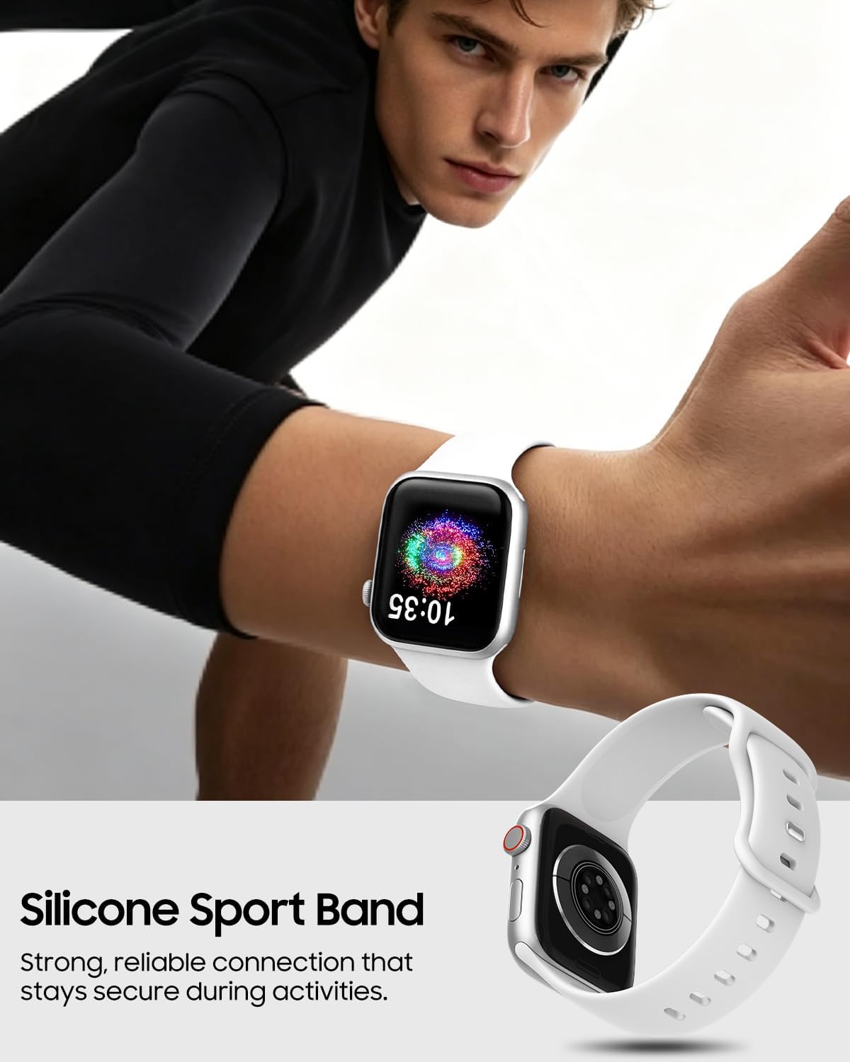 Detalle 2 de TreasureMax TPQ42602A White Silicone Sport Band for Apple Watch