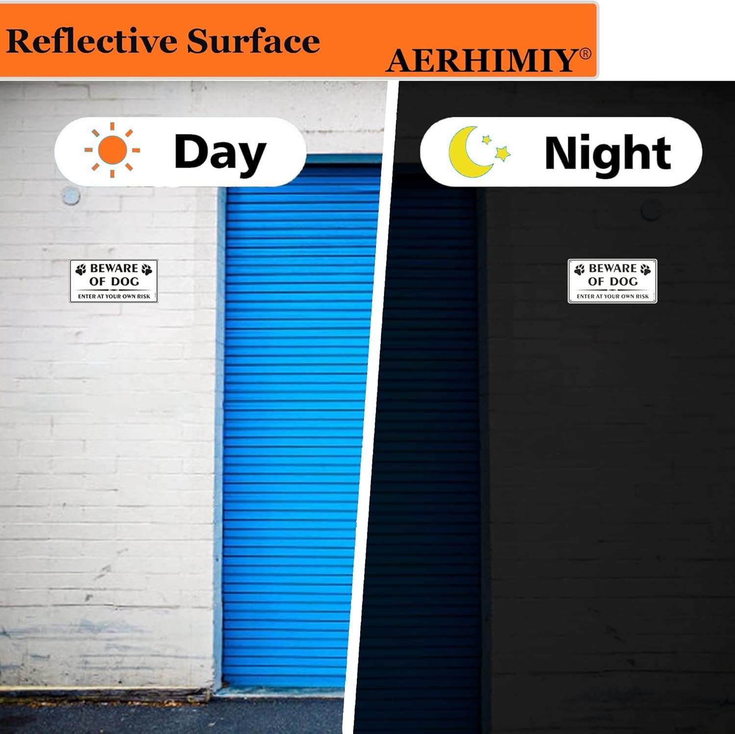 Thumbnail 3 de 2 Pack Beware of The Dog Reflective Metal Signs (Aluminium) – Enter at Your Own Risk