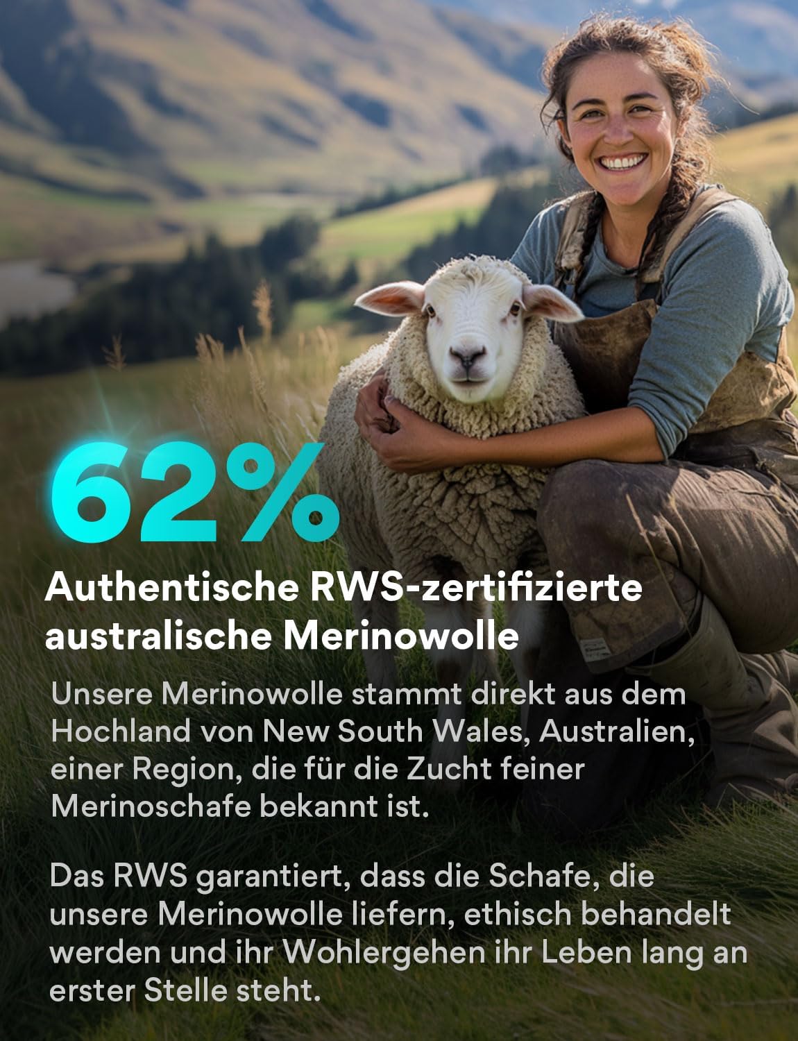 Detalle de Juclise Sommer Merinowolle Wandersocken für Damen mit Kompression und Anti-Blasen-Polsterung