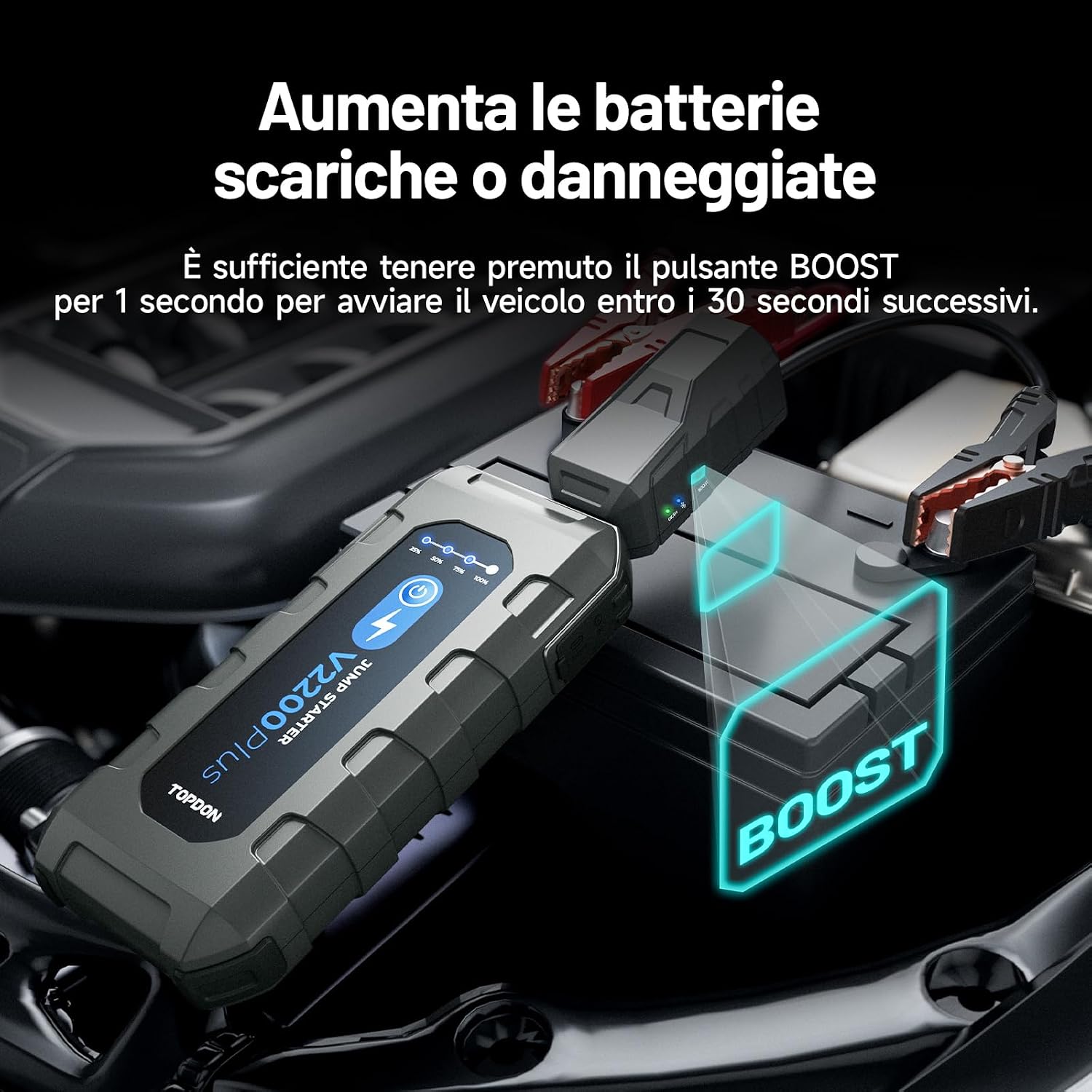 Thumbnail 3 de TOPDON V2200Plus 2-in-1 Booster Avviamento Auto & Tester: Avviatore 2200A, Power Bank 16000 mAh e Torcia LED
