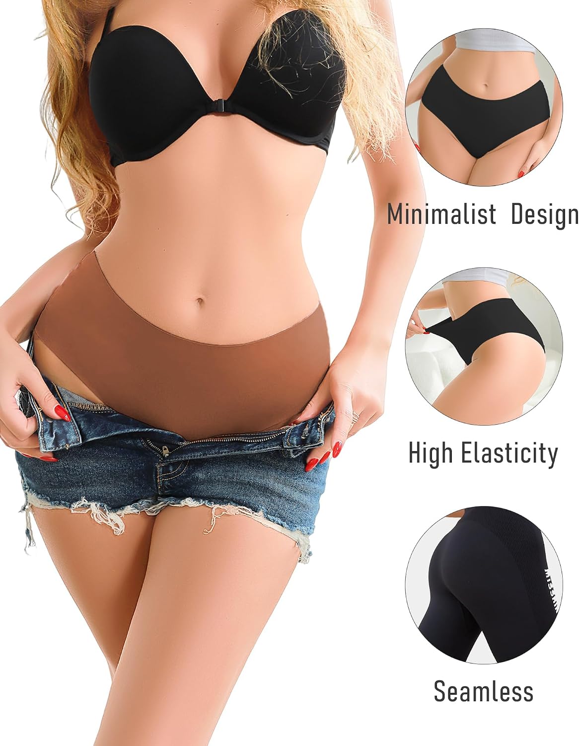 Thumbnail 4 de ALL OF SHE 5 Pack di mutande senza cuciture da donna a vita media (multipack XS-XL)