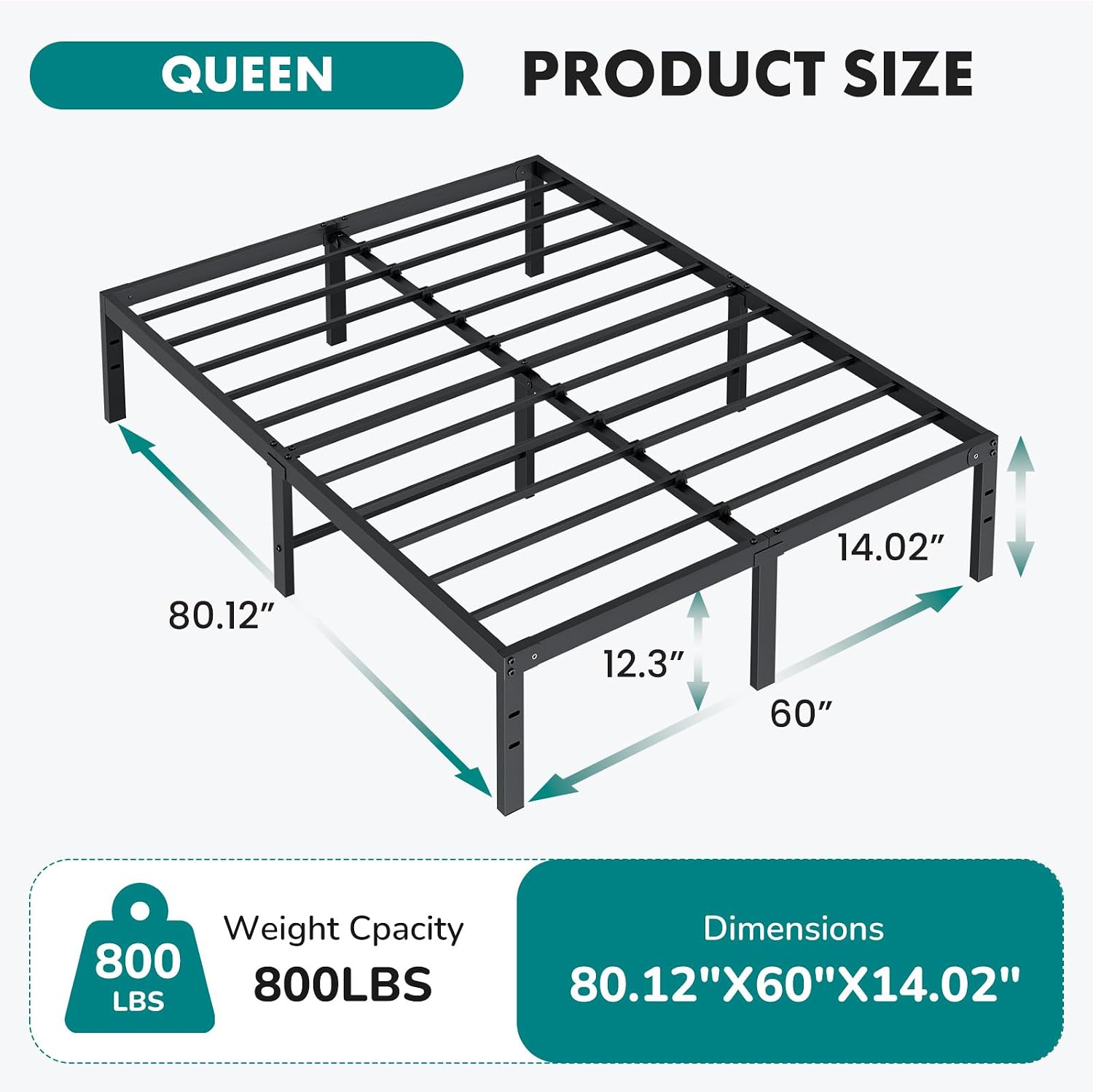 Thumbnail 1 de OLIXIS Metal Bed Frame, 14-inch clearance