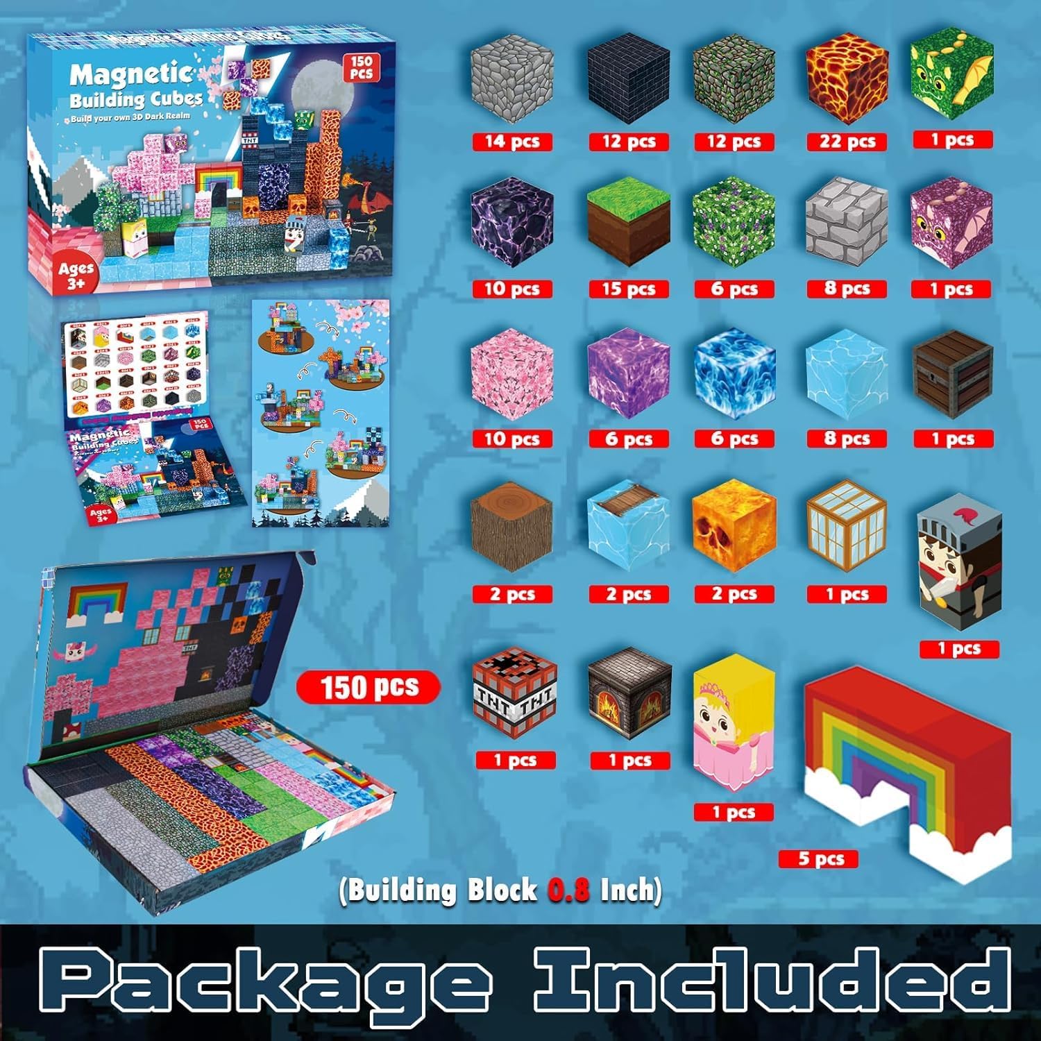 Detalle 2 de Goody King Magnetic Blocks 150pcs castle set
