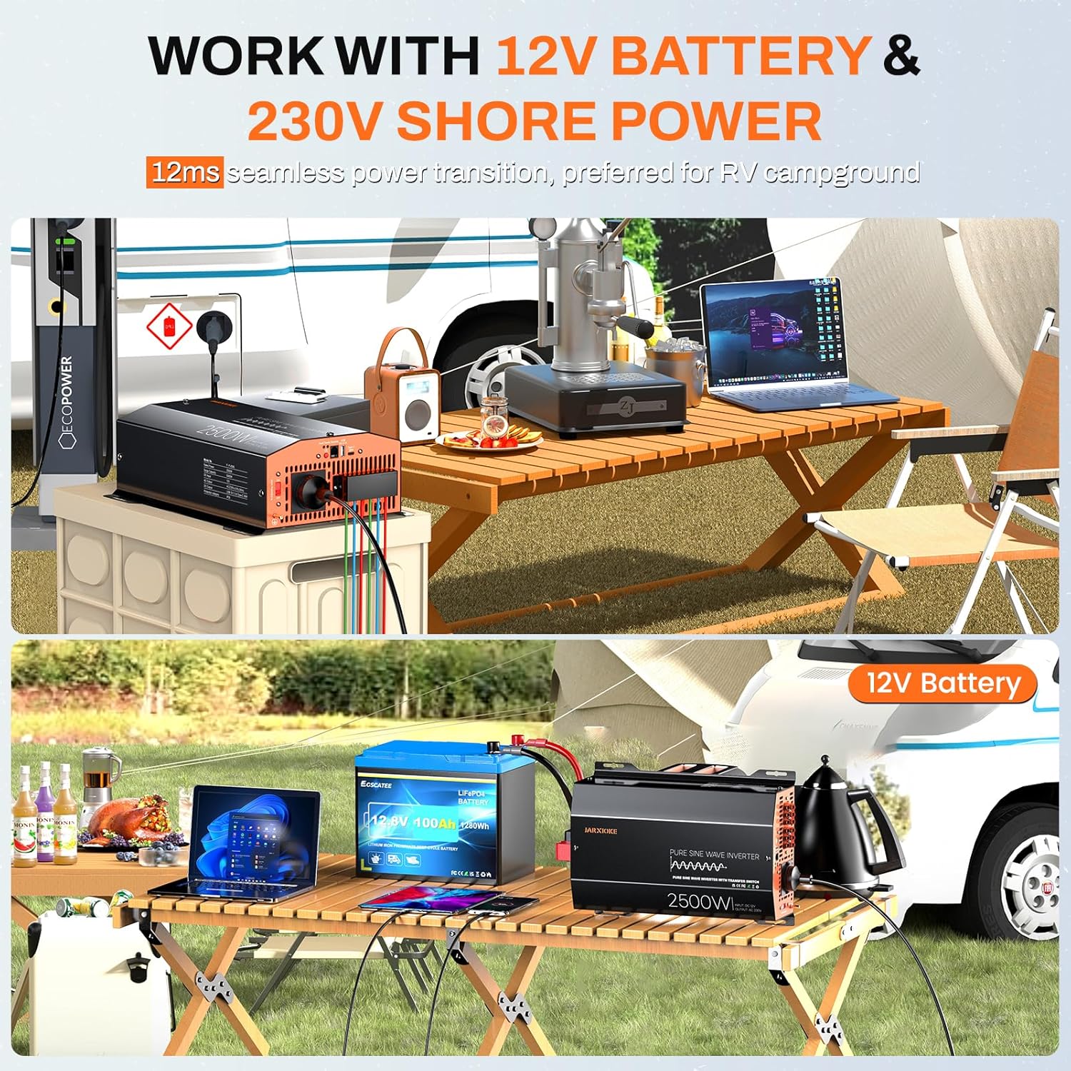 Thumbnail 1 de Inverter 12 V a 230 V 2500 W con onda sinusoidale pura e commutatore di trasferimento con telecomando LCD