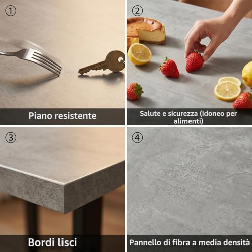 Thumbnail 5 de JIEXI Set da pranzo con tavolo allungabile 130-170 cm e 6 sedie grigie