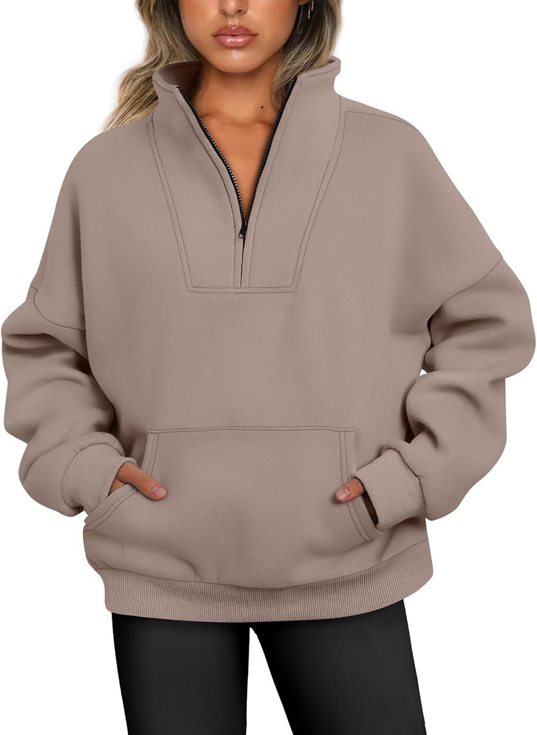 Thumbnail 5 de Jhsnjnr Women's Quarter Zip Fleece Lined Pullover: Oversized Comfort with Practical Warmth