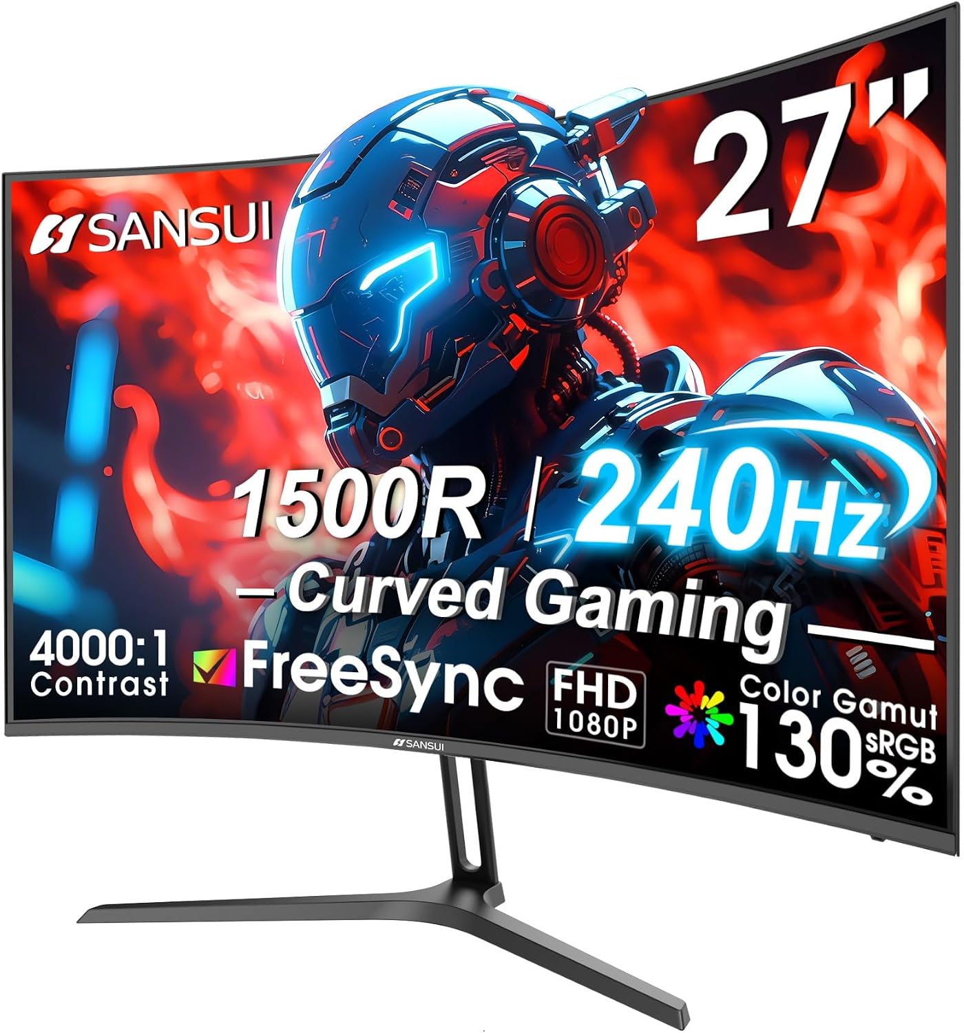 Detalle de SANSUI 27-Inch Curved Gaming Monitor