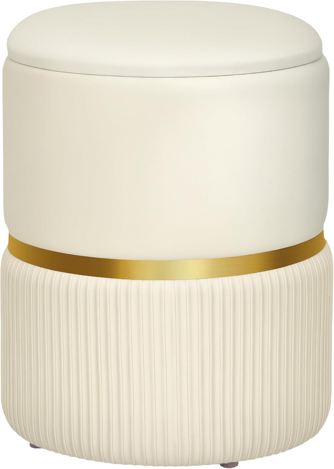HOMCOM Pouf Tabouret Repose-Pied avec Coffre de Rangement en Velours côtelé Beige – 36 x 36 x 44 cm