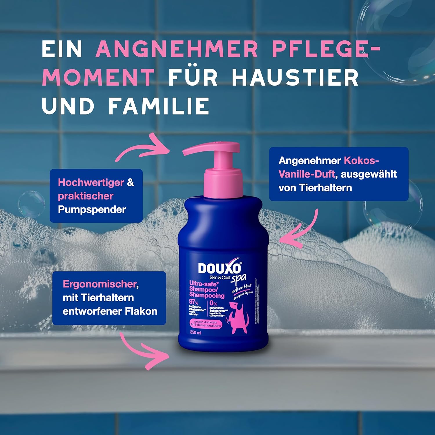Detalle de DOUXO Skin & Coat SPA – Ultra-Safe Shampoo für empfindliche Haut, 250 ml