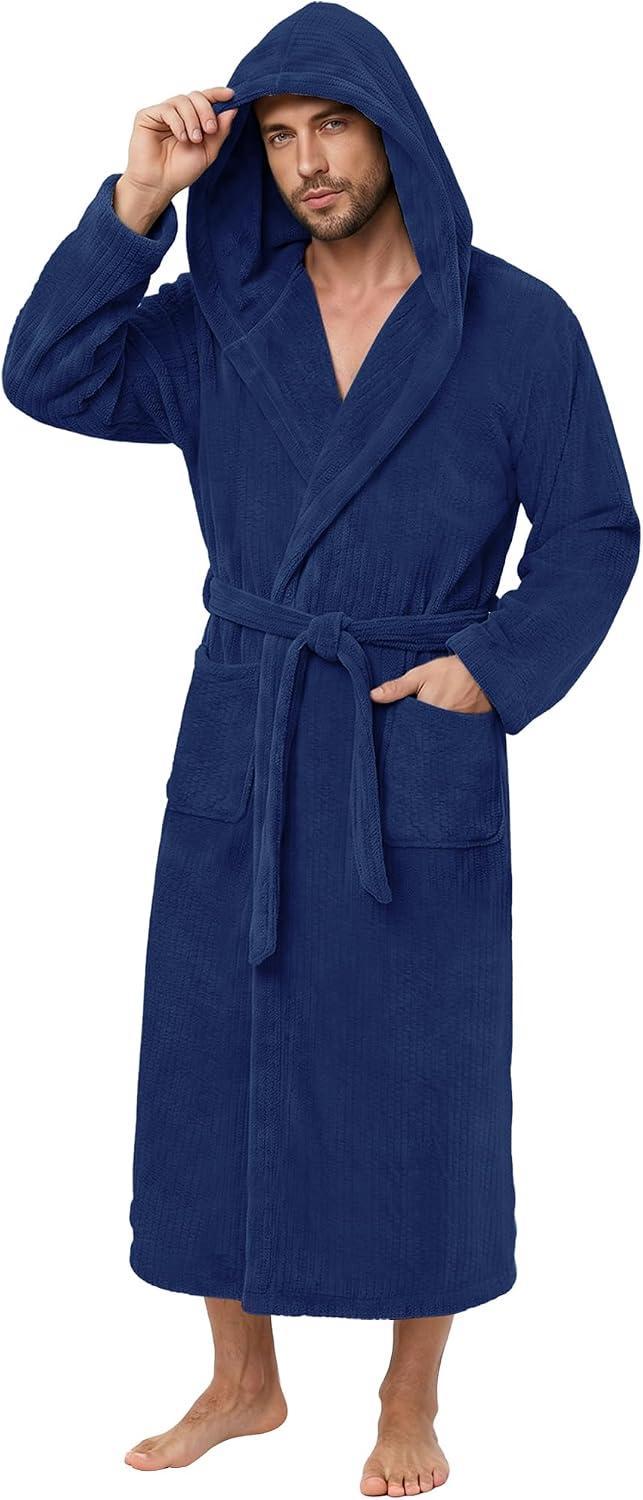 Detalle de PJGGZ Men's Hooded Towel Robe - Quick Dry 🧖