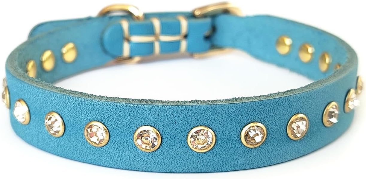 Thumbnail 6 de YUDOTE Genuine Red Leather Dog Collar with Rhinestones – Adjustable Bling Collar for Small Dogs