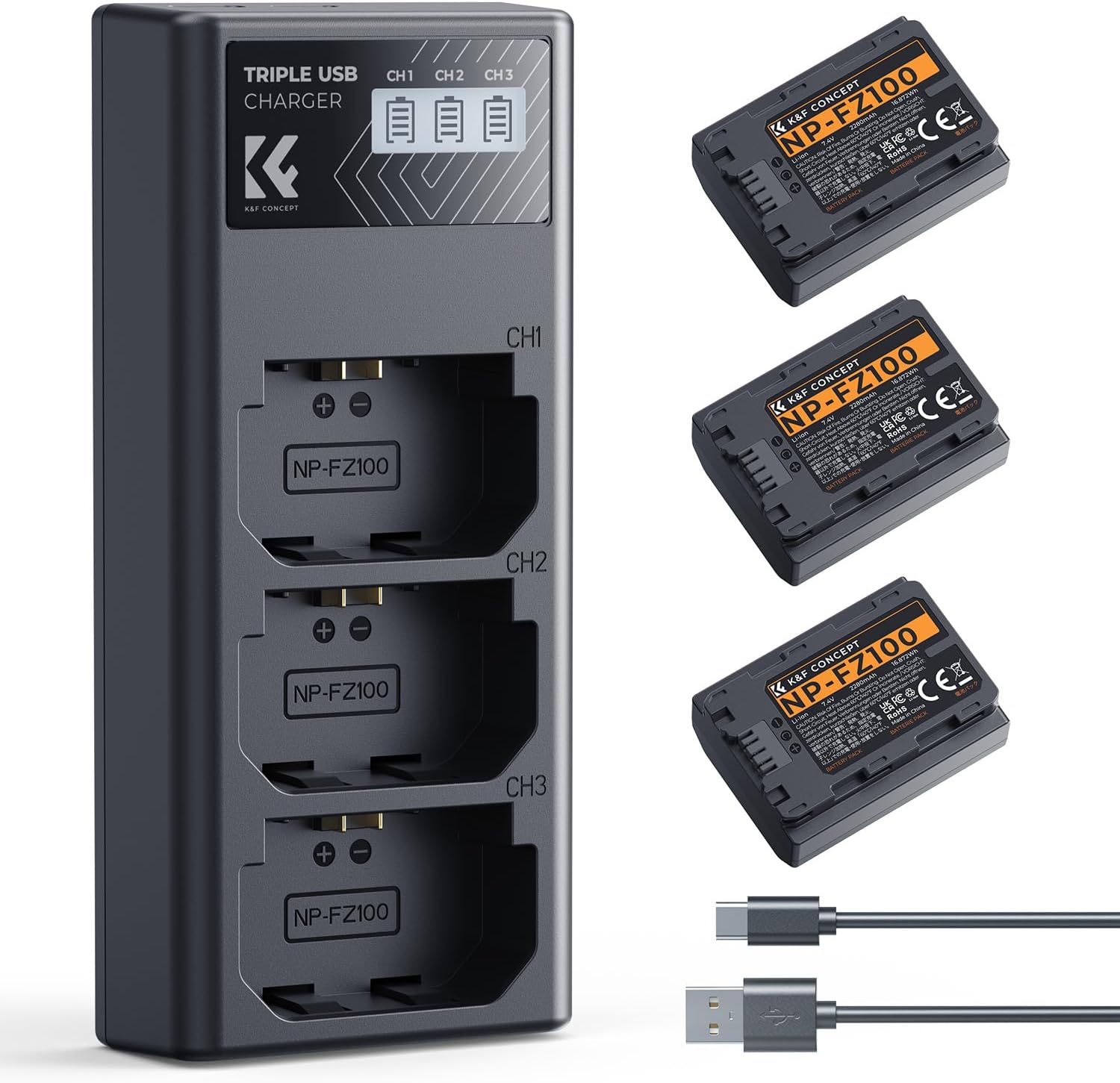 Detalle de K&F CONCEPT NP-FZ100 2280mAh Akkupack