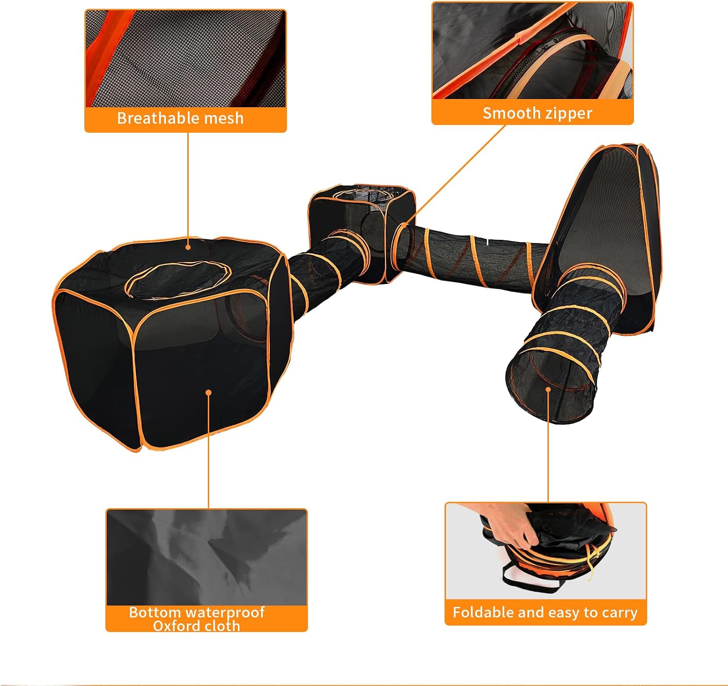 Detalle de Homegroove 6-in-1 Outdoor Cat Enclosures for Indoor Cats: Portable Playhouse, Tent and Tunnel System