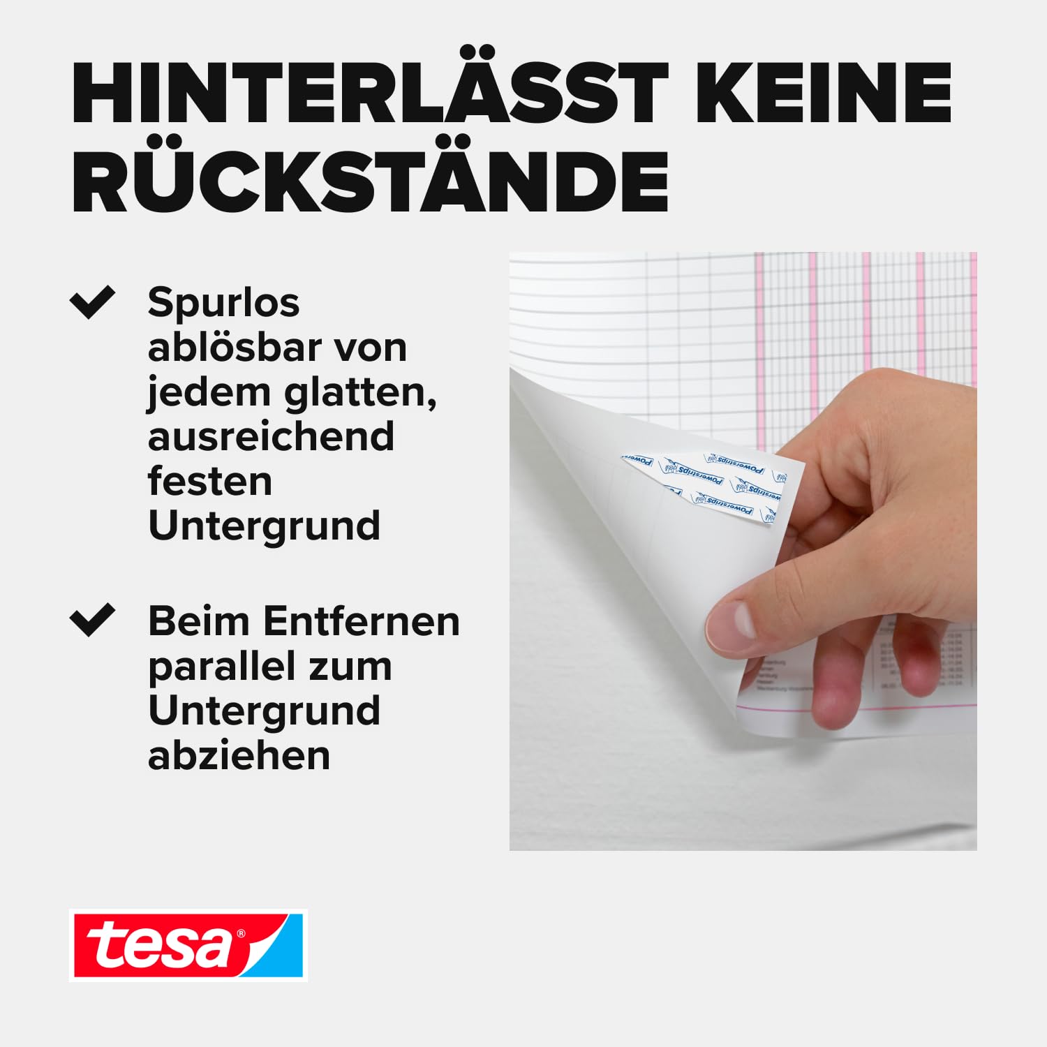Detalle de tesa Powerstrips Poster Big Pack – Doppelseitige Klebestreifen für Poster, 96 Stück