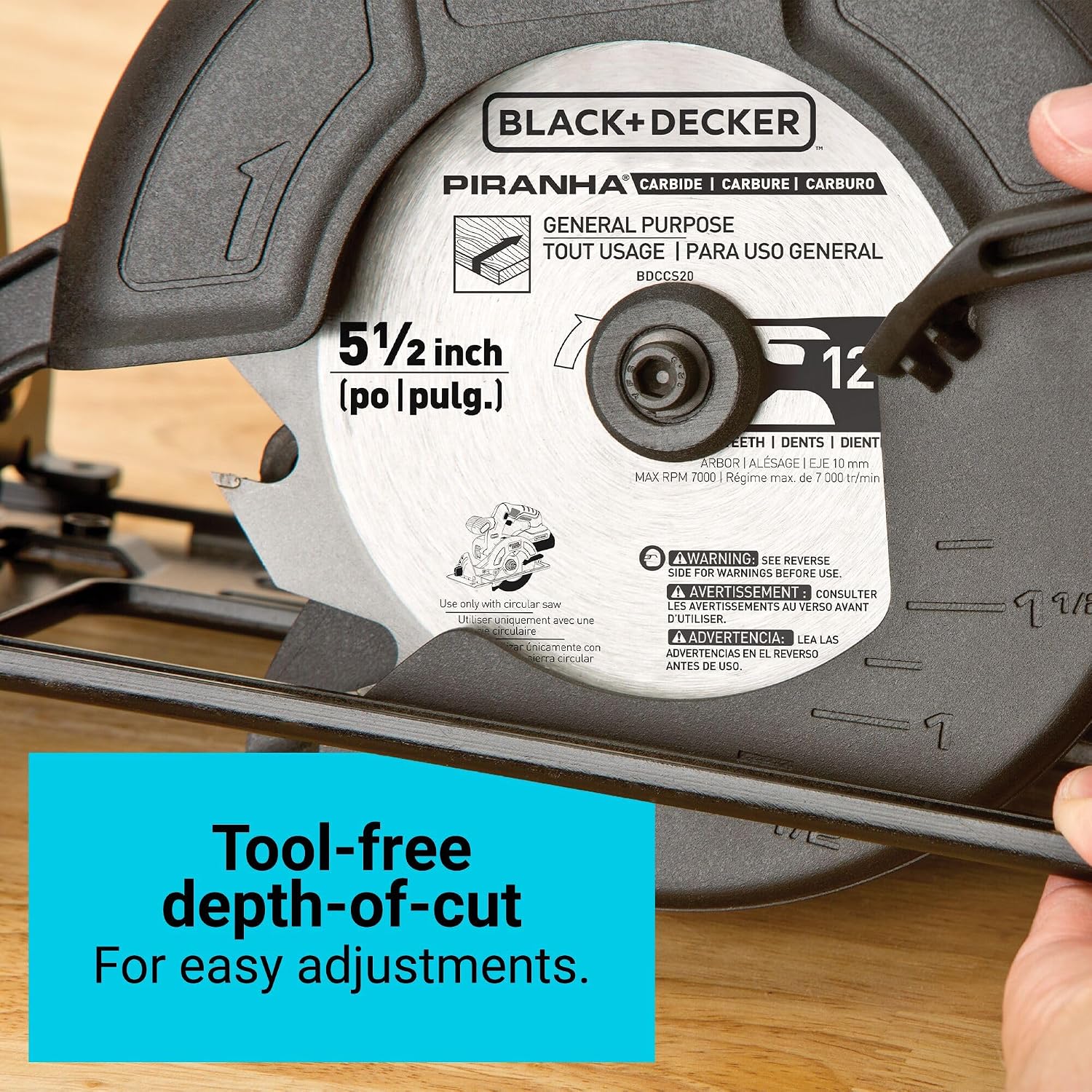 Detalle de BLACK+DECKER BDCCS20B 20V MAX* POWERCONNECT Cordless Circular Saw, 5-1/2 in.