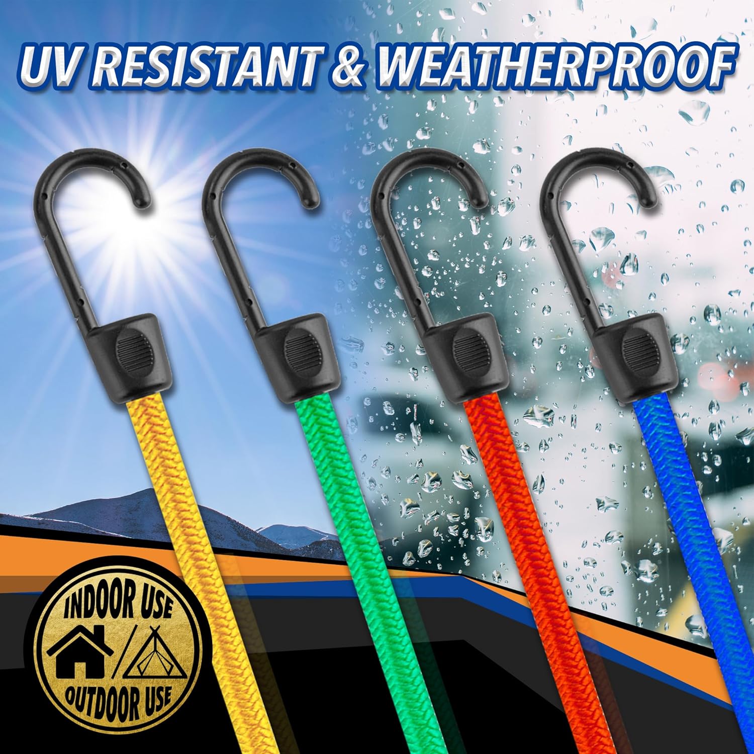 Thumbnail 3 de Cartman 32-Piece Bungee Cords Assortment Jar (with Canopy Ties & Tarp Clips)