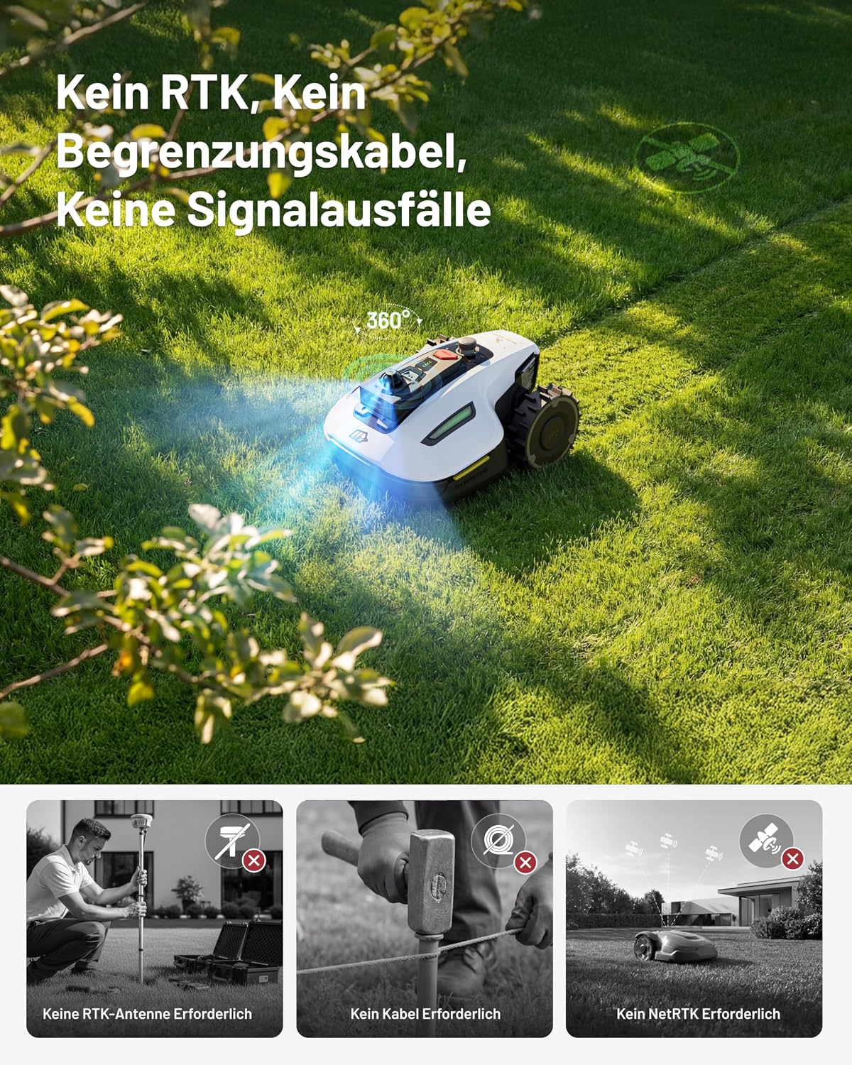 Detalle 2 de MAMMOTION YUKA mini 2 800 LiDAR Mähroboter für 800 m² – ohne Begrenzungskabel, ohne RTK
