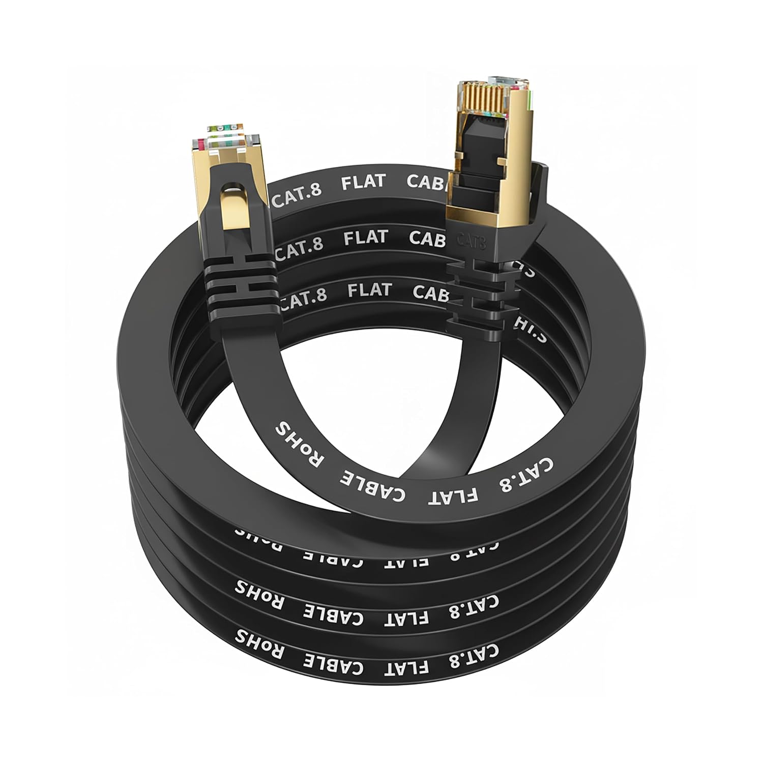 Detalle de YesTXR LAN-Kabel Cat 8, 15 m (S/FTP, RJ45) für 40 Gbps und 2000 MHz – Schwarz
