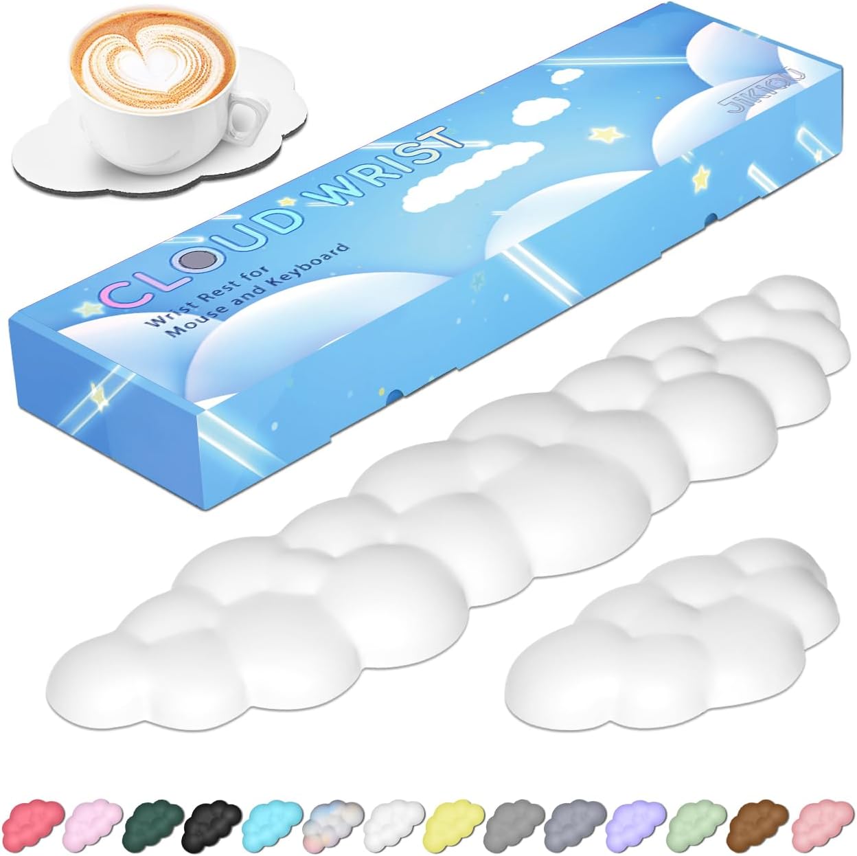 Detalle de JIKIOU WRIST-A Cloud Wrist Rest Set with Memory Foam and Non-Slip Base