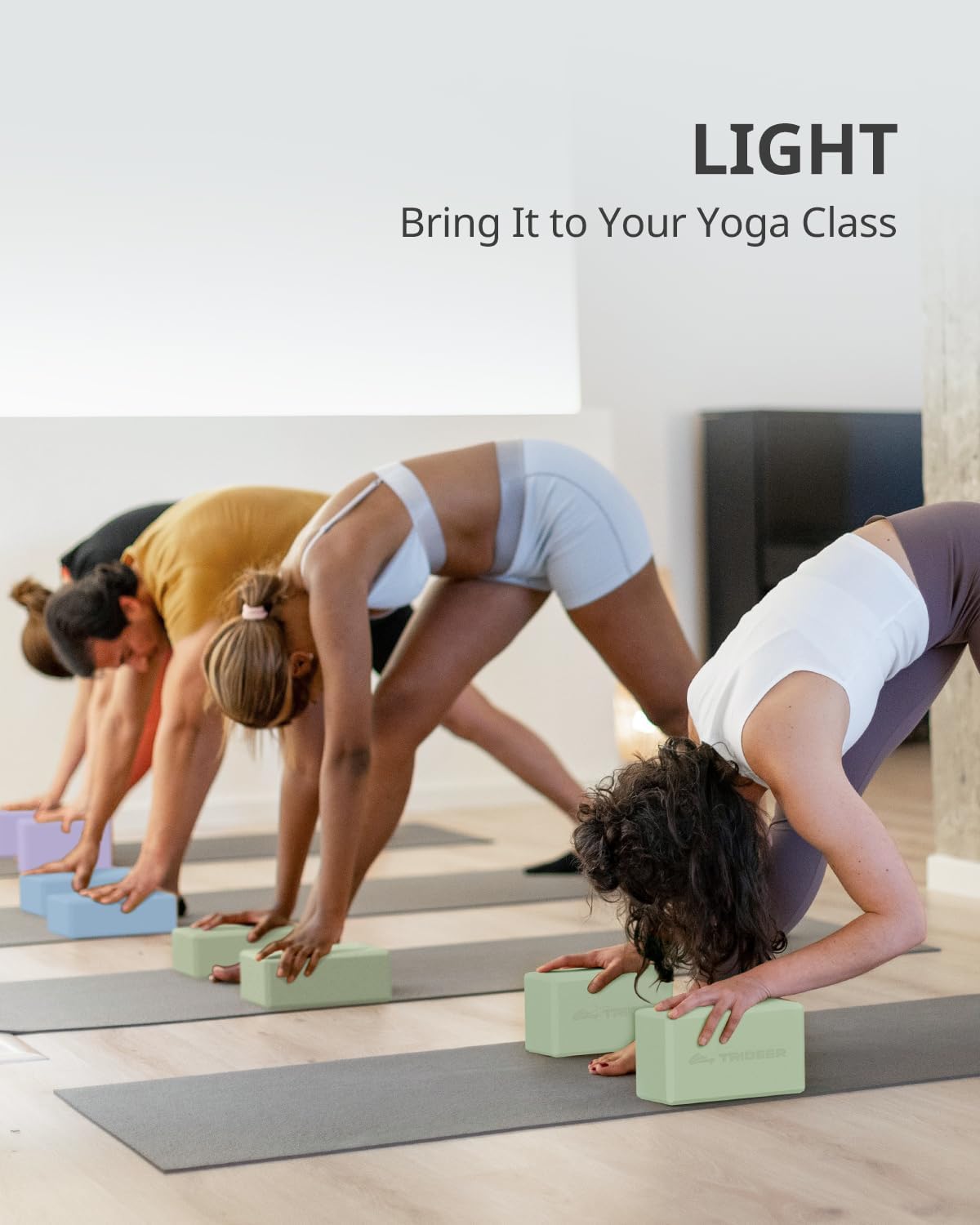 Detalle de Trideer Yoga Blocks 2 Pack: Soft Foam Support for Alignment, Flexibility, and Confidence