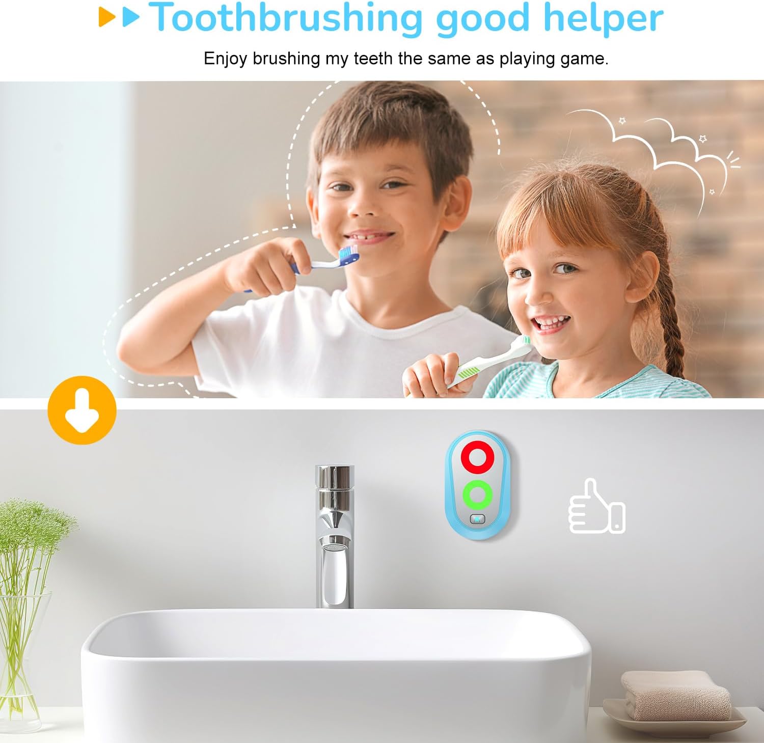 Detalle de Zähneputzen Timer für Kinder (2–3 Minuten) mit Farblichtern, magnetisch & wasserdicht – Blau