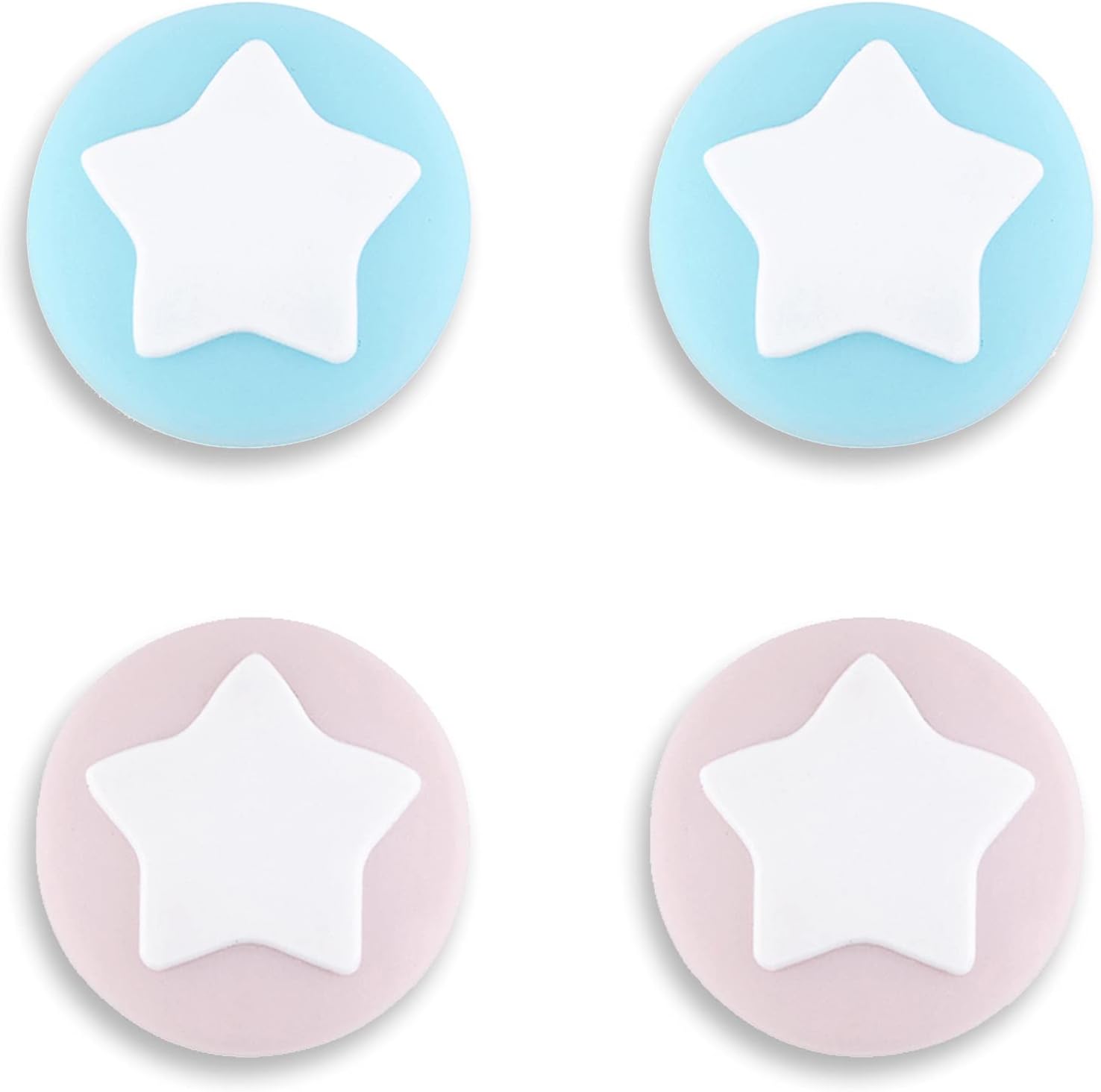 Detalle de eXtremeRate PlayVital Star Design Cute Switch Thumb Grip Caps – Cherry Blossoms Pink & Heaven Blue