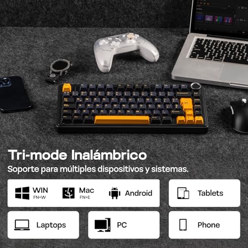 Thumbnail 3 de EPOMAKER Aula F75 ISO-ES inalámbrico 75% gaming mecánico con Hot-Swap y RGB (Negro Cool)