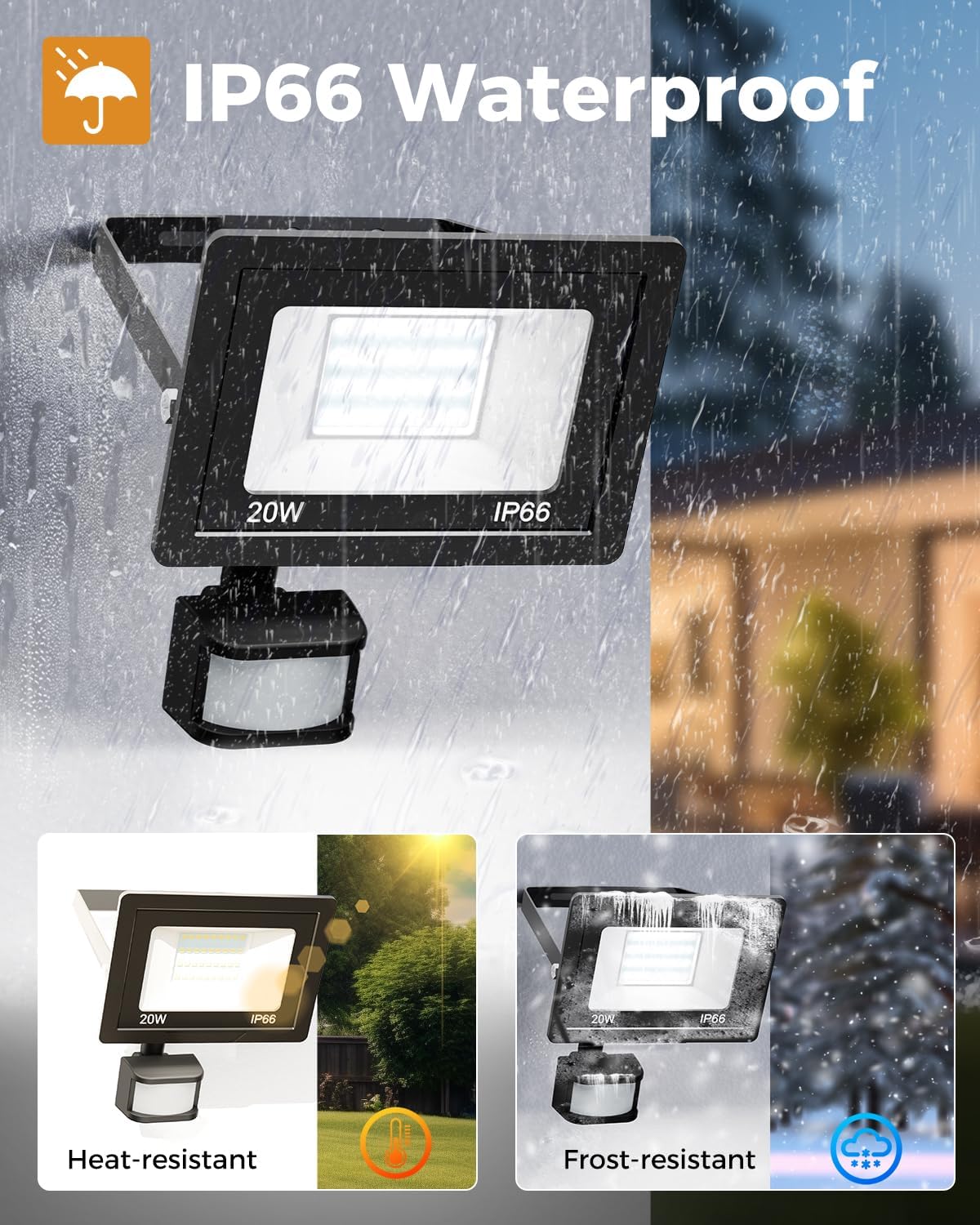 Detalle 2 de vighep Security Lights Outdoor Motion Sensor: 20W LED Floodlight with Remote Control