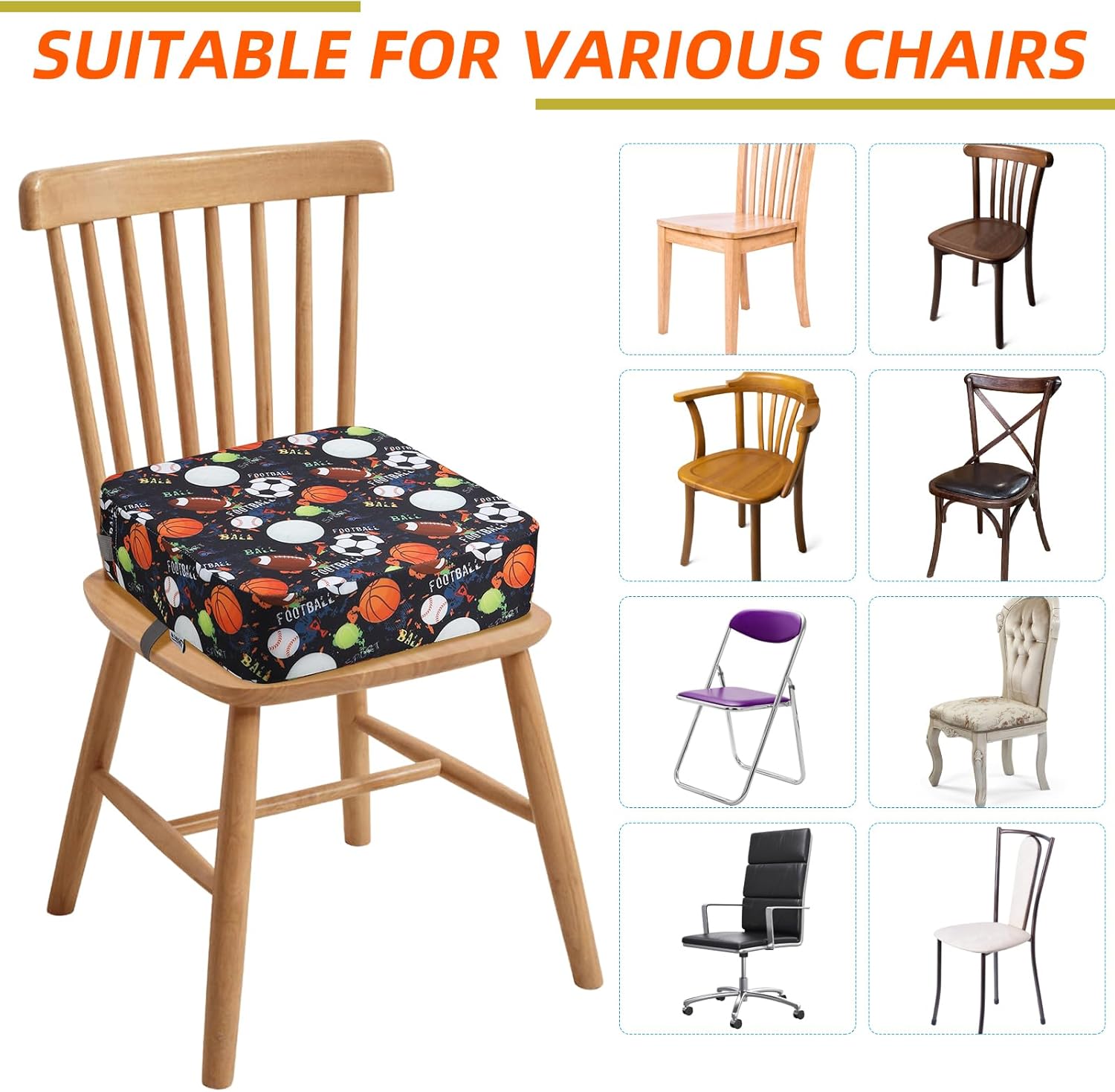 Thumbnail 2 de Zicac Booster Seat Dining Chair – portable toddler booster cushion with adjustable straps