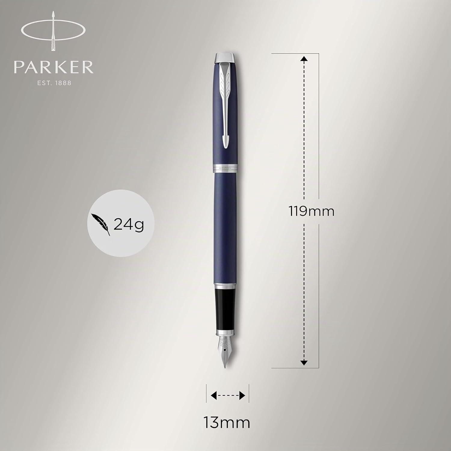 Detalle de Parker IM Füllfederhalter – Matte Blue mit mittlerer Feder und blauer Tinte (Geschenkbox)