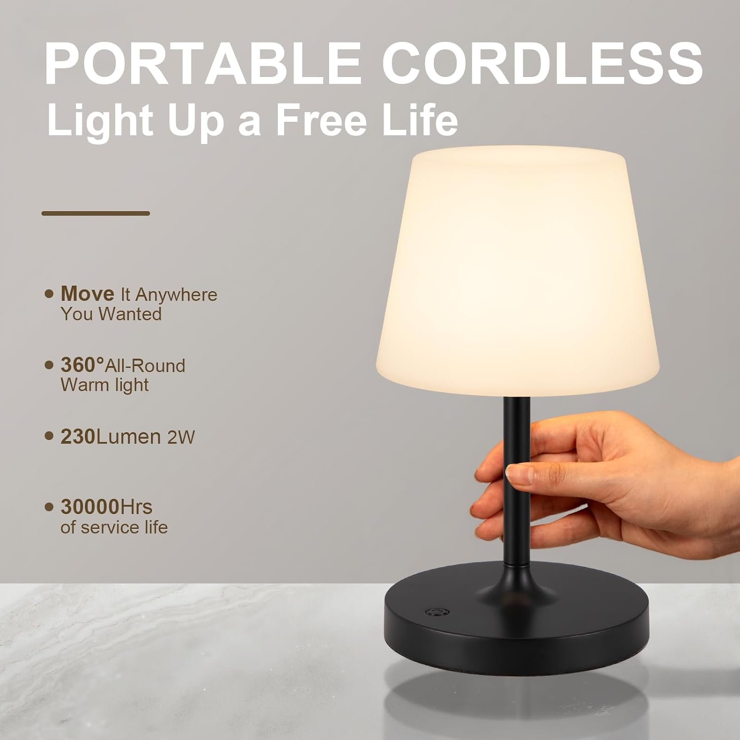 Thumbnail 1 de Fenmzee LED5-CA Rechargeable Table Lamp, Black, IP54, Touch Dimming